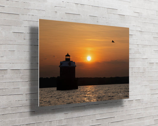 Sunset at Sandy Point Light -- HD Metal