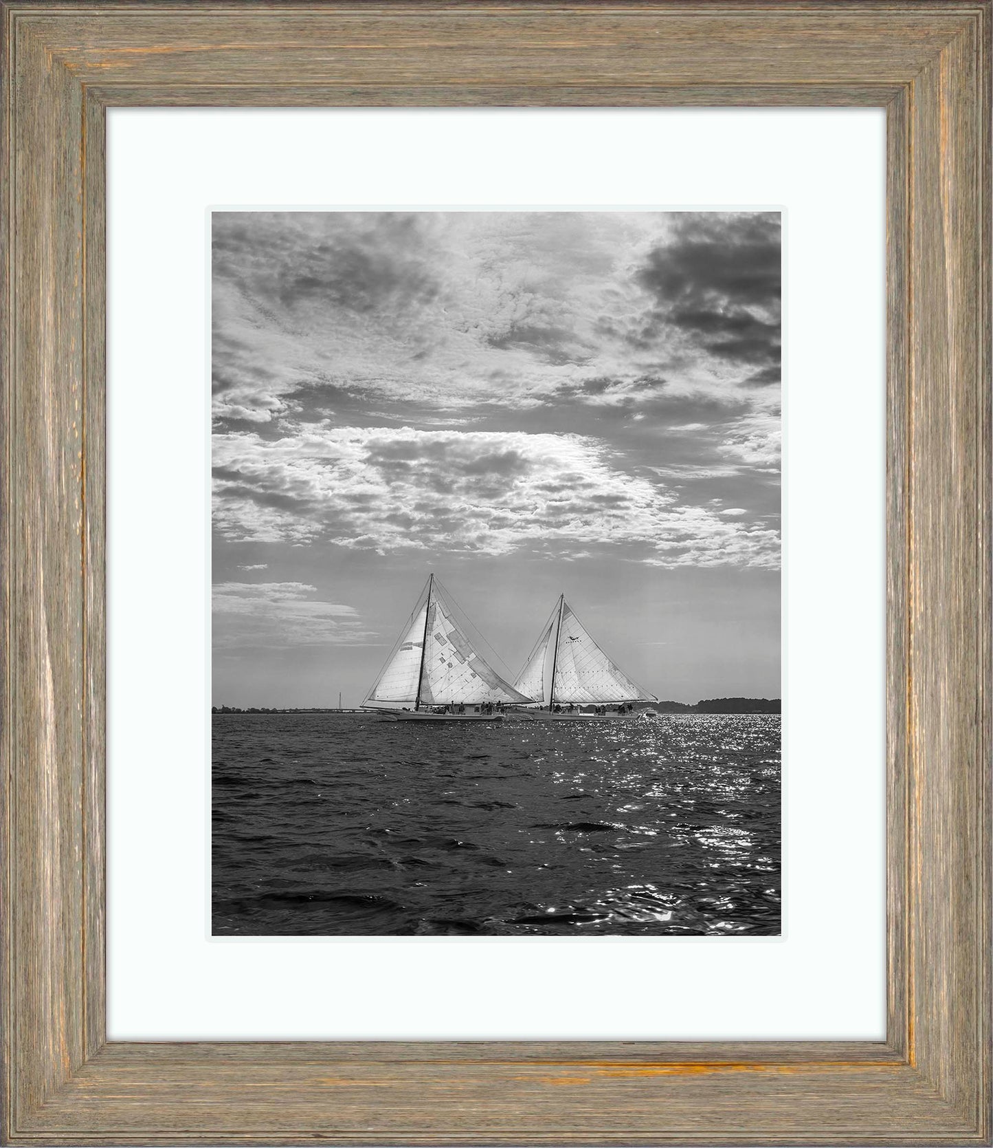 2023 Deal Island Skipjack Races - Fannie Dougherty Leads the Han Em Harve (BW) -- Digital Print