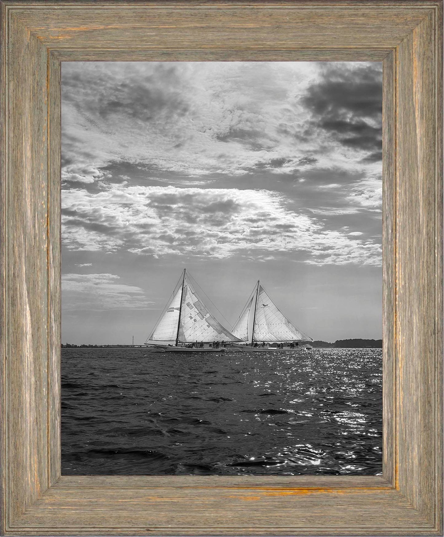 2023 Deal Island Skipjack Races - Fannie Dougherty Leads the Han Em Harve (BW) -- Digital Print