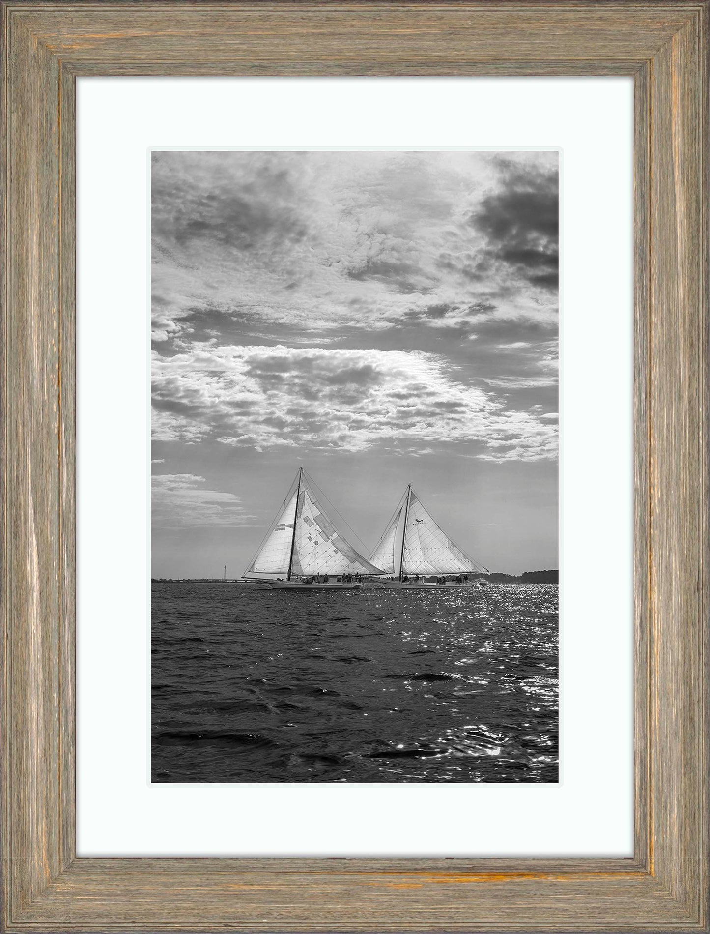 2023 Deal Island Skipjack Races - Fannie Dougherty Leads the Han Em Harve (BW) -- Digital Print