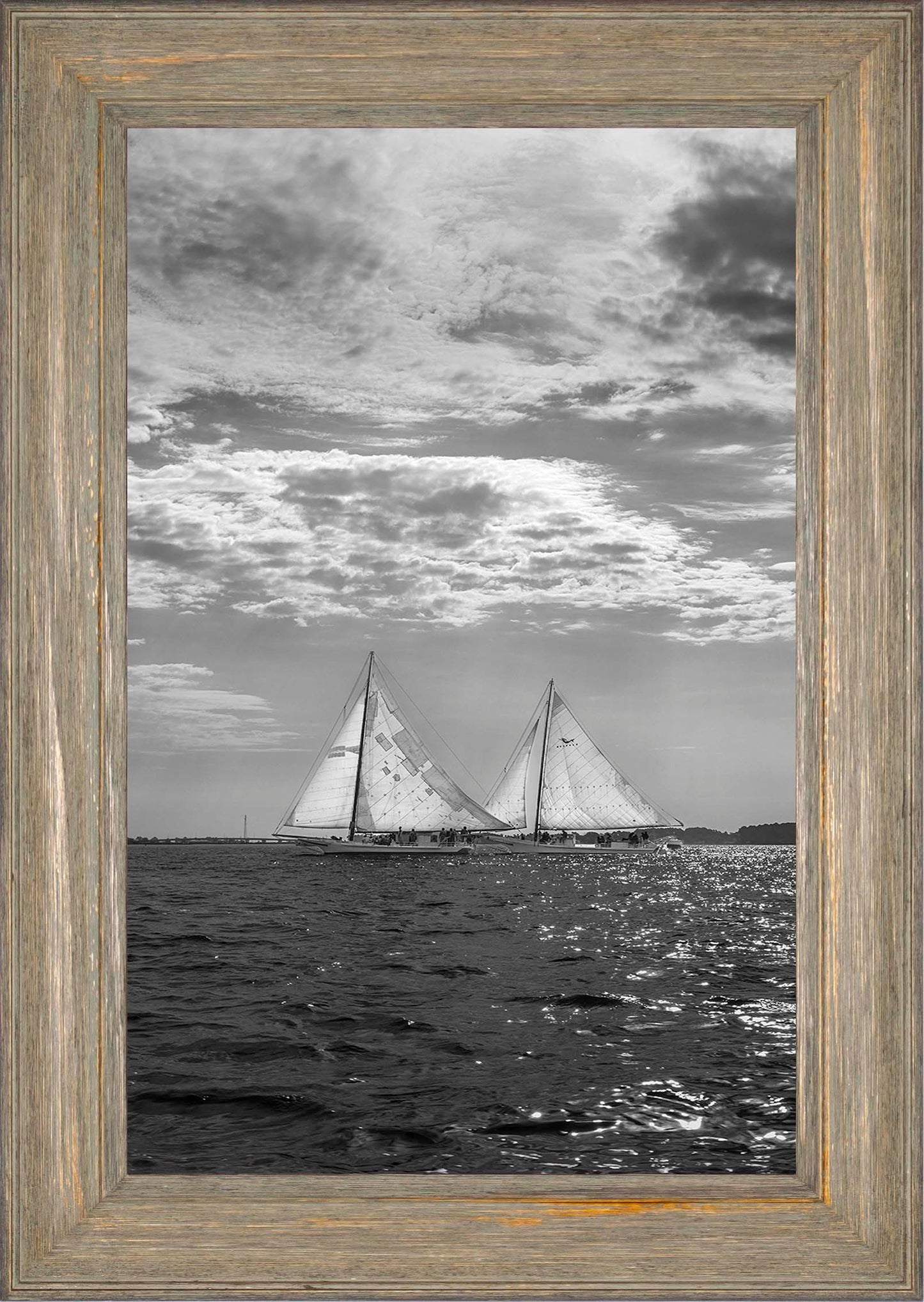2023 Deal Island Skipjack Races - Fannie Dougherty Leads the Han Em Harve (BW) -- Digital Print