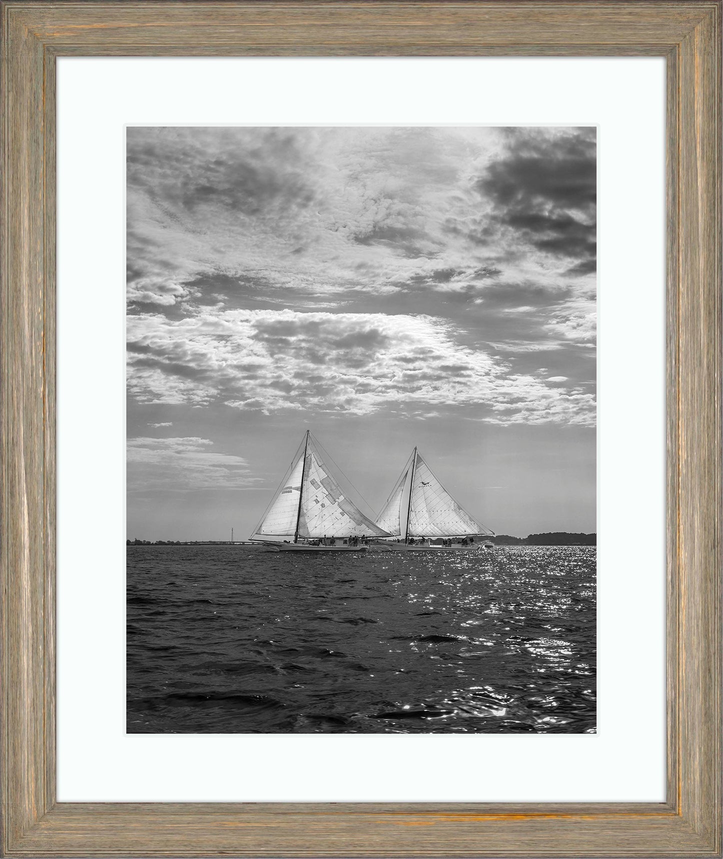 2023 Deal Island Skipjack Races - Fannie Dougherty Leads the Han Em Harve (BW) -- Digital Print