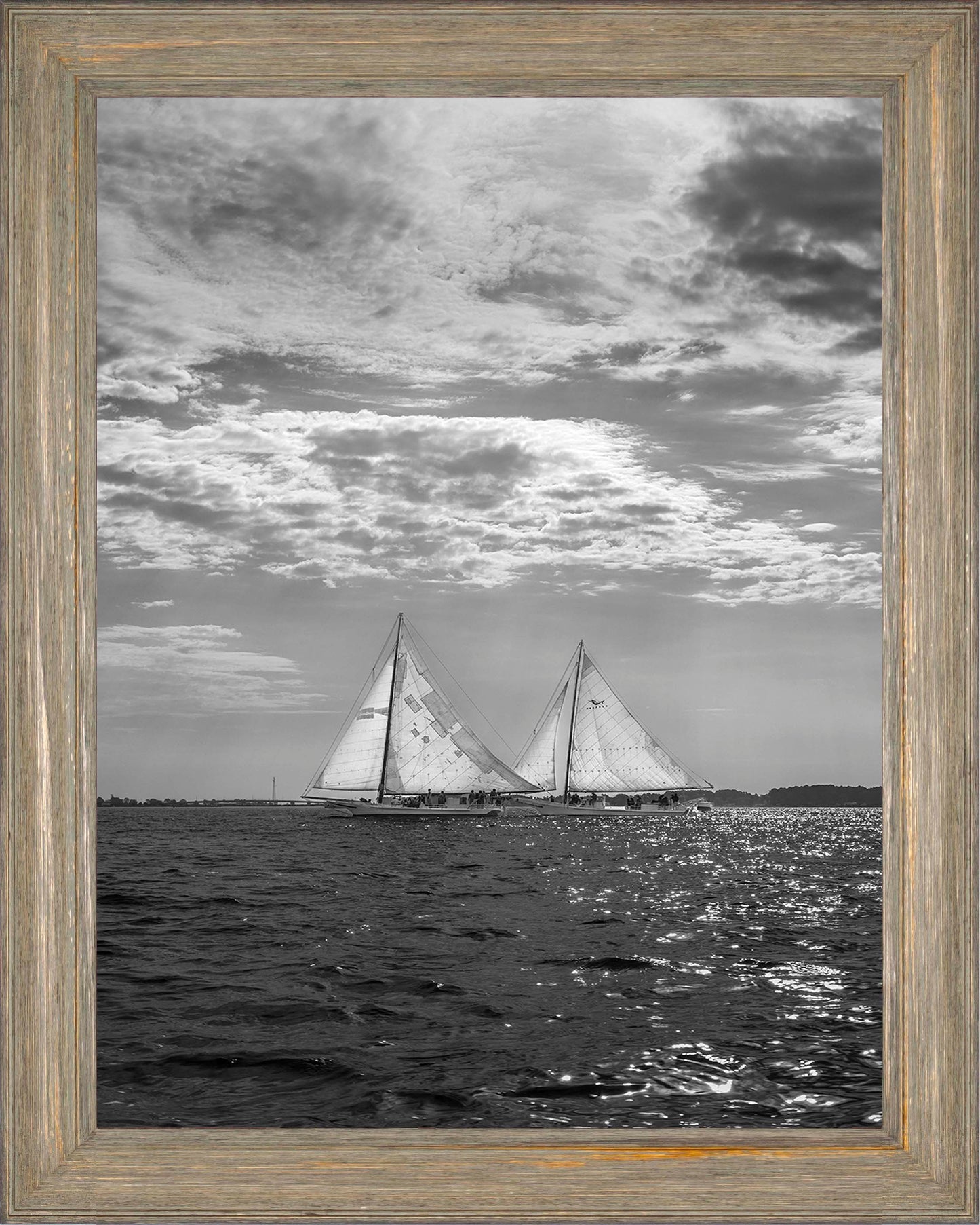 2023 Deal Island Skipjack Races - Fannie Dougherty Leads the Han Em Harve (BW) -- Digital Print