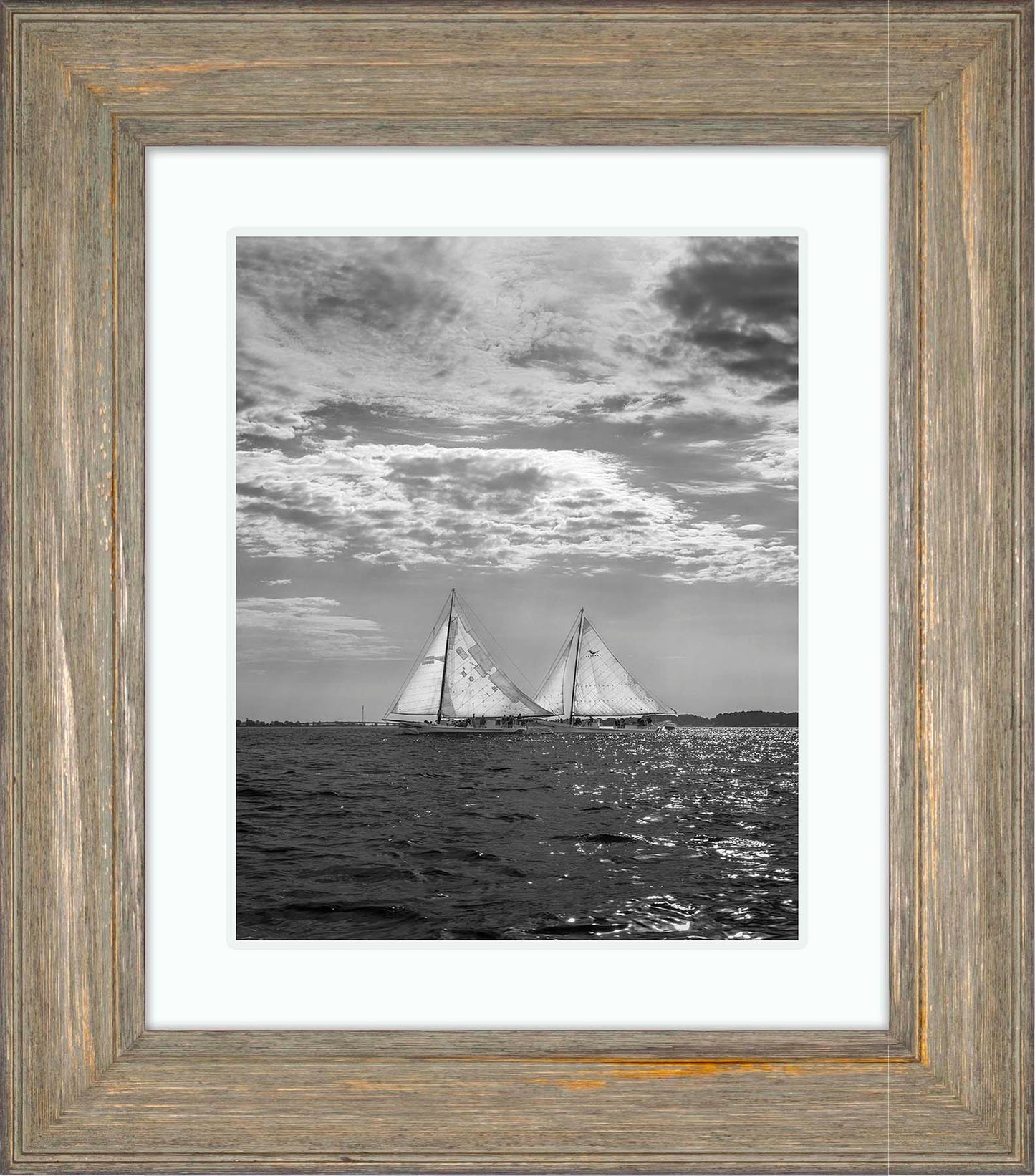 2023 Deal Island Skipjack Races - Fannie Dougherty Leads the Han Em Harve (BW) -- Digital Print