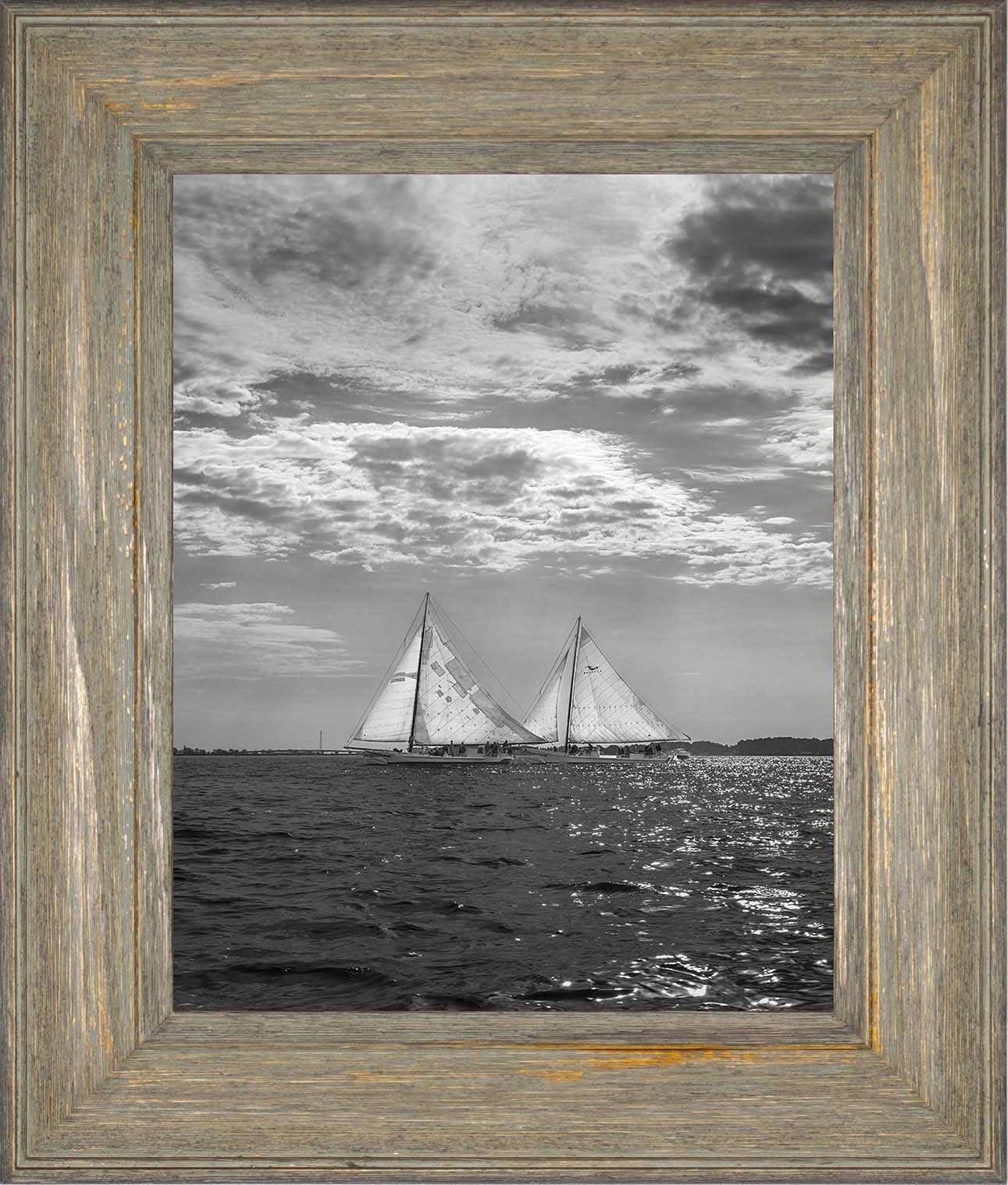 2023 Deal Island Skipjack Races - Fannie Dougherty Leads the Han Em Harve (BW) -- Digital Print