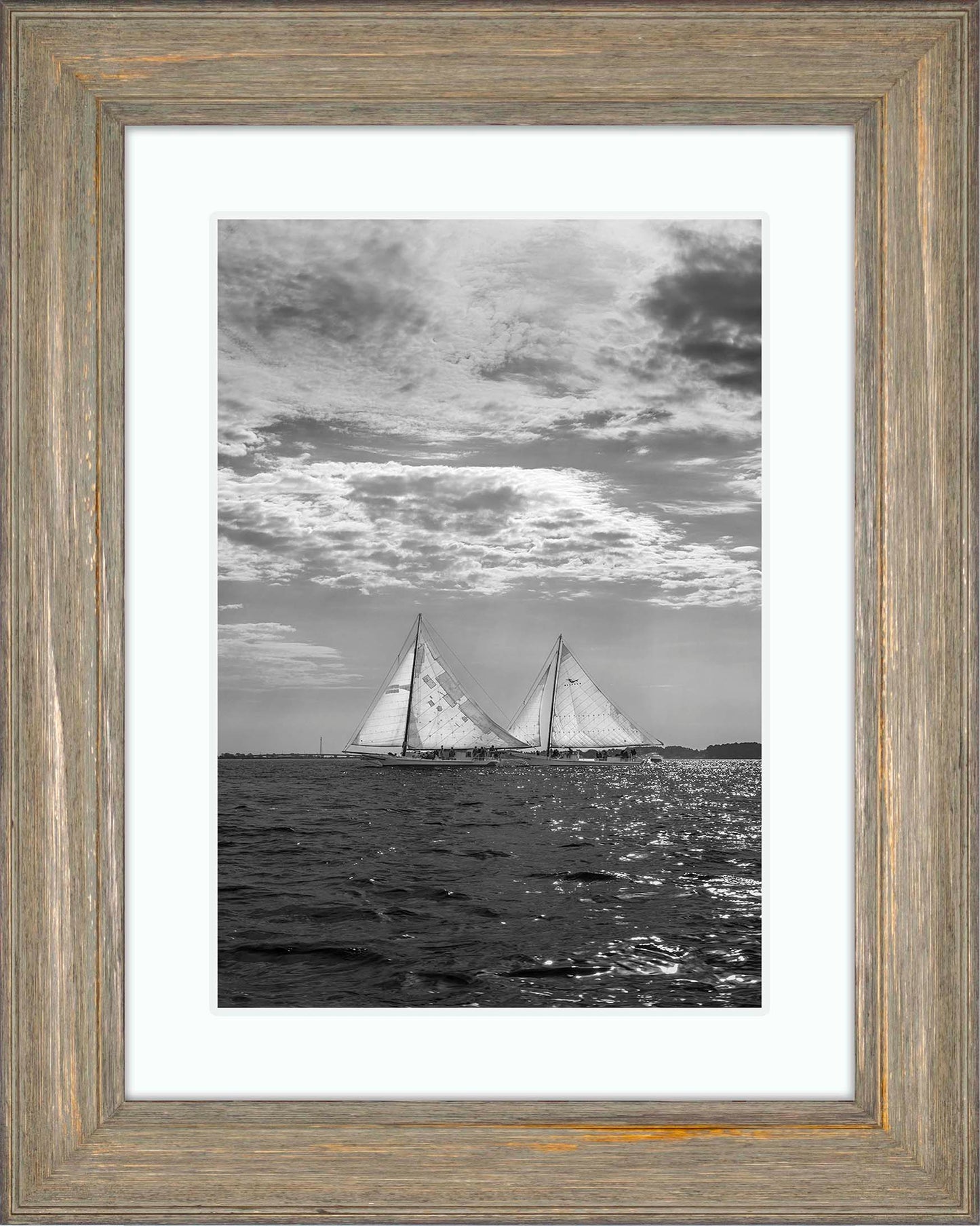 2023 Deal Island Skipjack Races - Fannie Dougherty Leads the Han Em Harve (BW) -- Digital Print