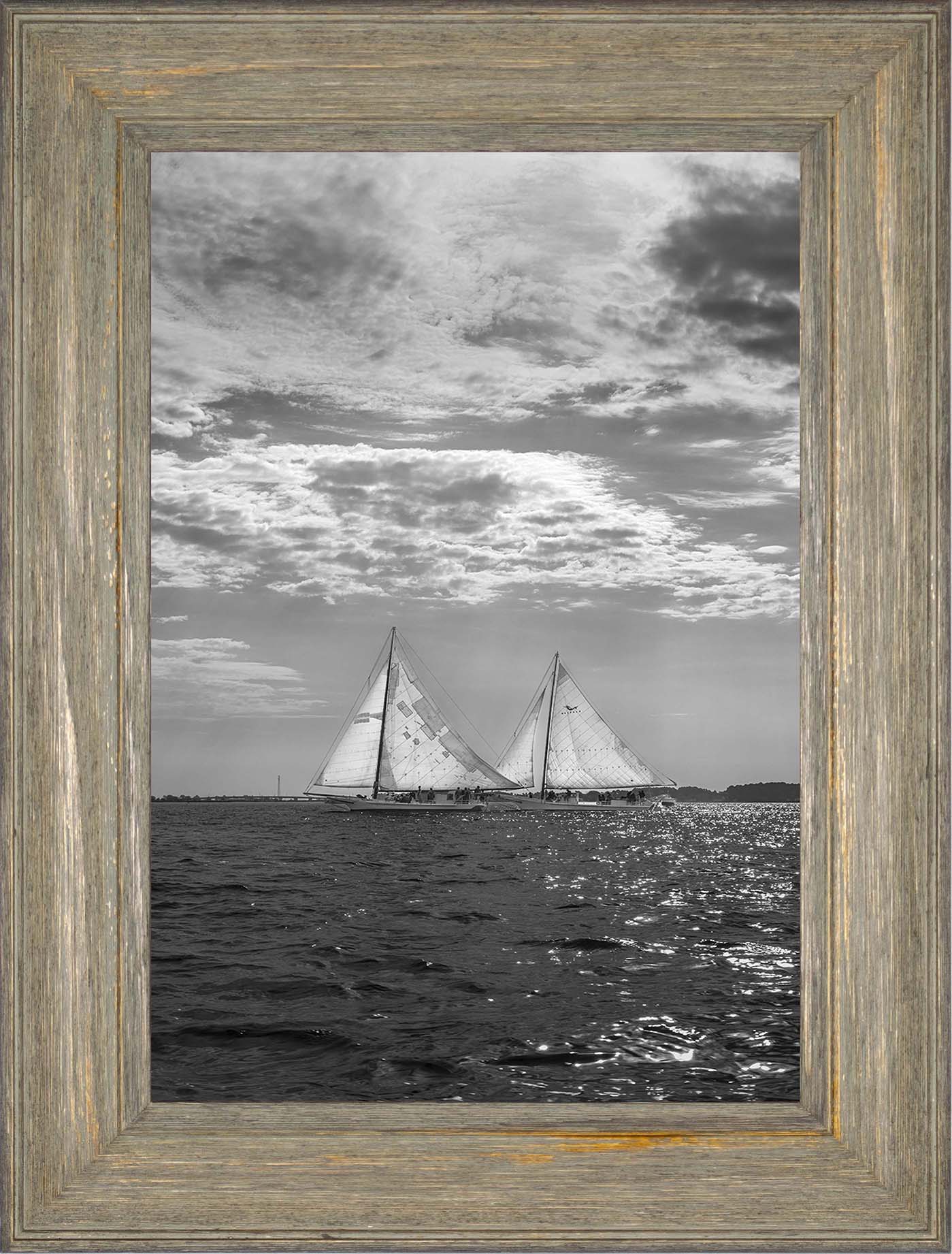 2023 Deal Island Skipjack Races - Fannie Dougherty Leads the Han Em Harve (BW) -- Digital Print