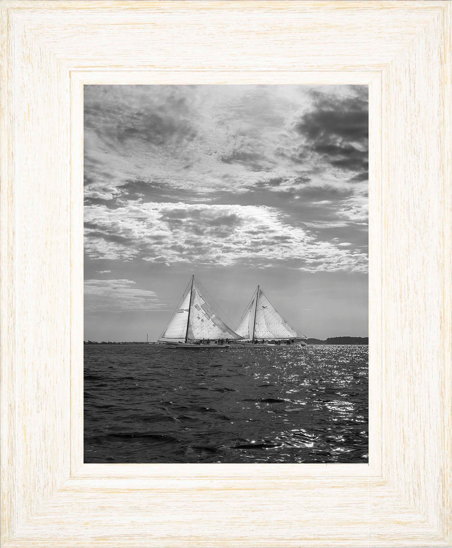 2023 Deal Island Skipjack Races - Fannie Dougherty Leads the Han Em Harve (BW) -- Digital Print