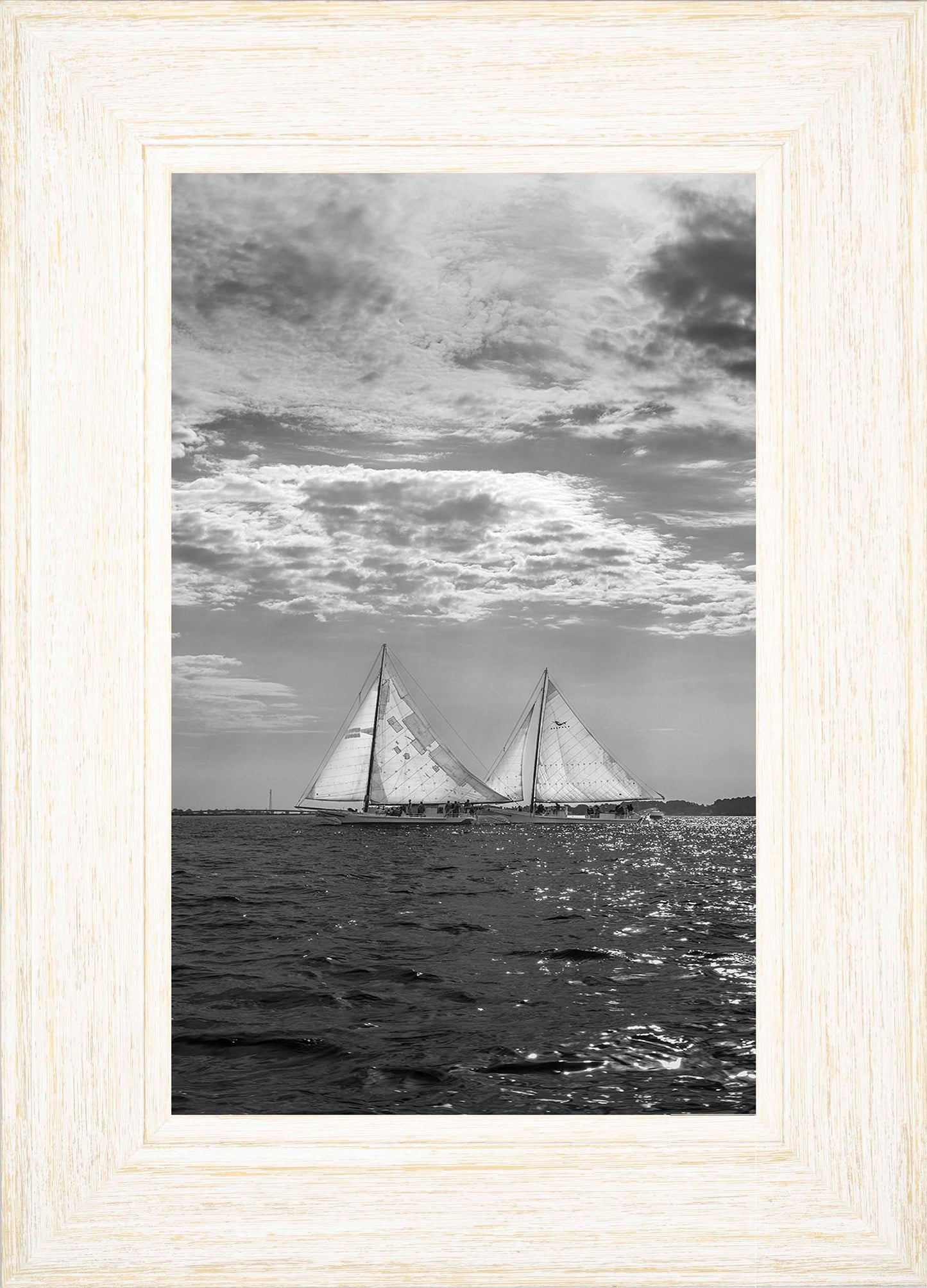 2023 Deal Island Skipjack Races - Fannie Dougherty Leads the Han Em Harve (BW) -- Digital Print