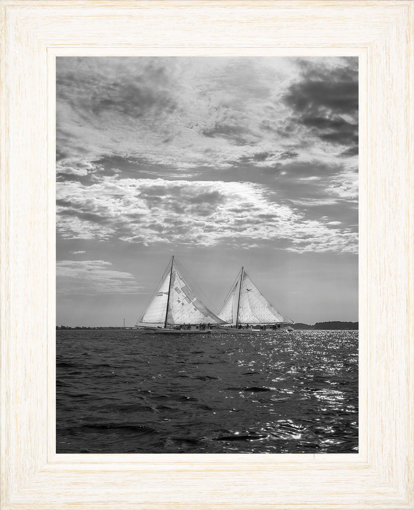 2023 Deal Island Skipjack Races - Fannie Dougherty Leads the Han Em Harve (BW) -- Digital Print