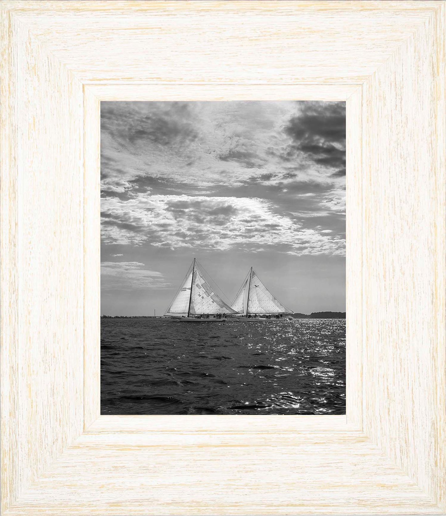 2023 Deal Island Skipjack Races - Fannie Dougherty Leads the Han Em Harve (BW) -- Digital Print