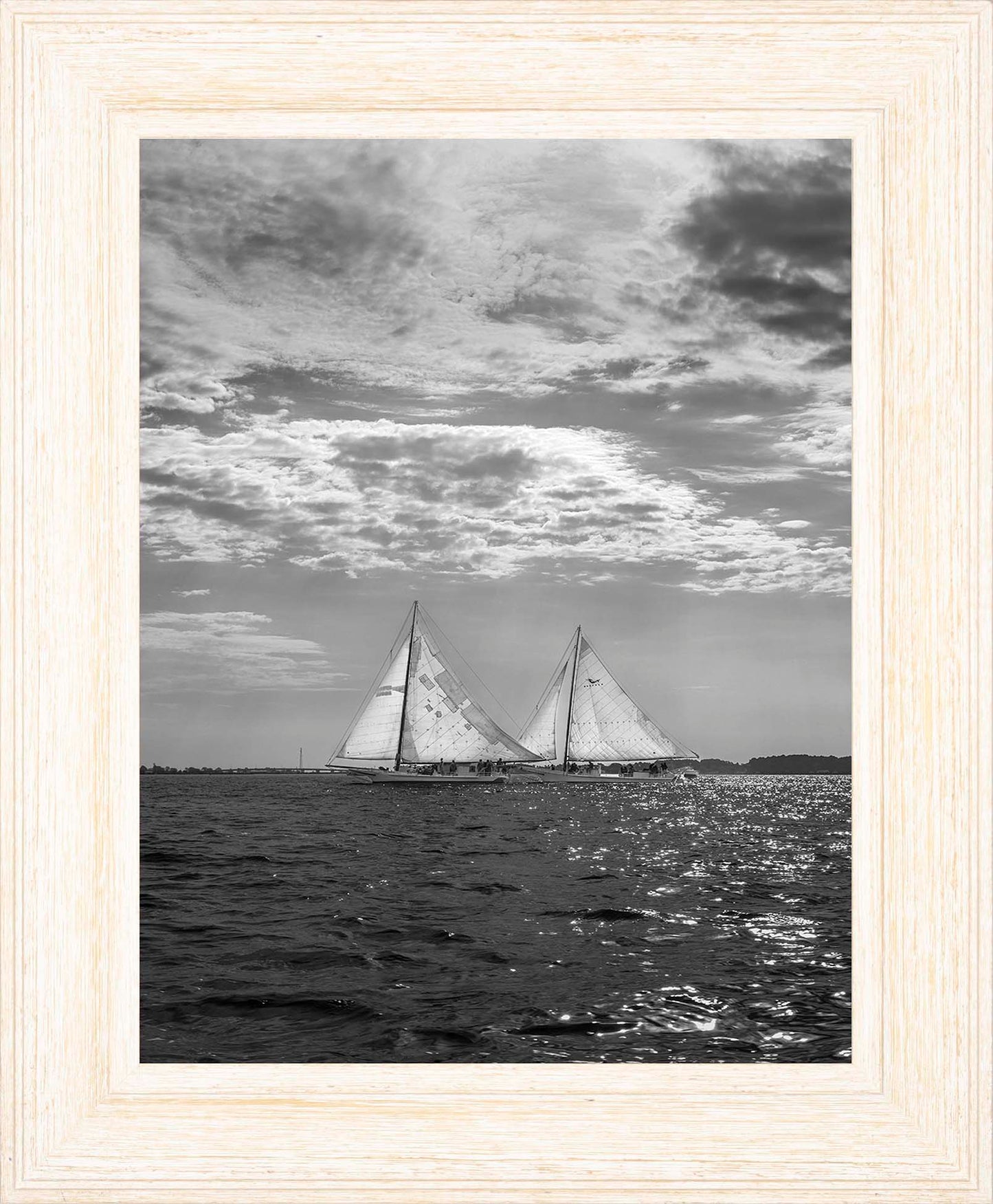 2023 Deal Island Skipjack Races - Fannie Dougherty Leads the Han Em Harve (BW) -- Digital Print