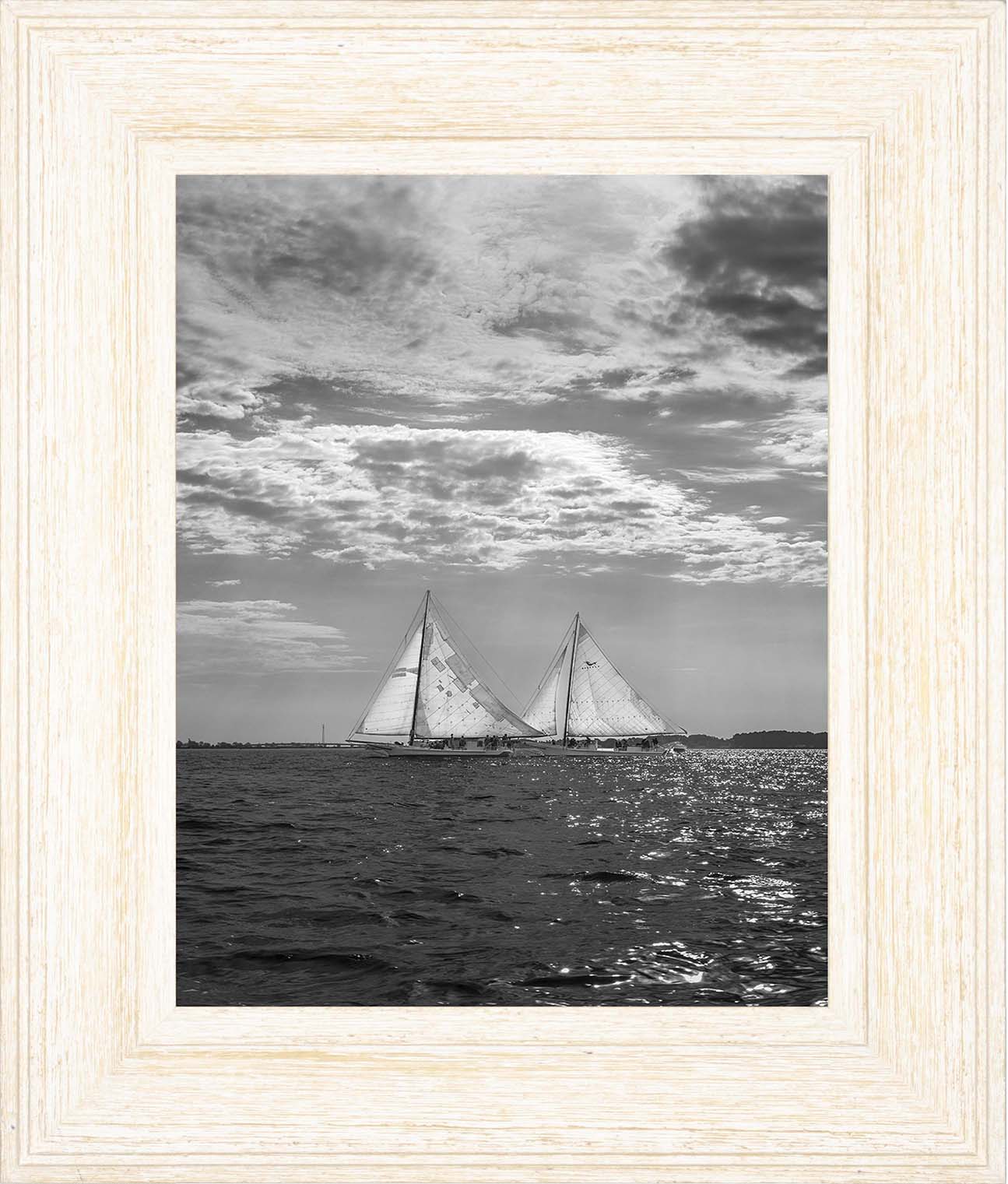 2023 Deal Island Skipjack Races - Fannie Dougherty Leads the Han Em Harve (BW) -- Digital Print