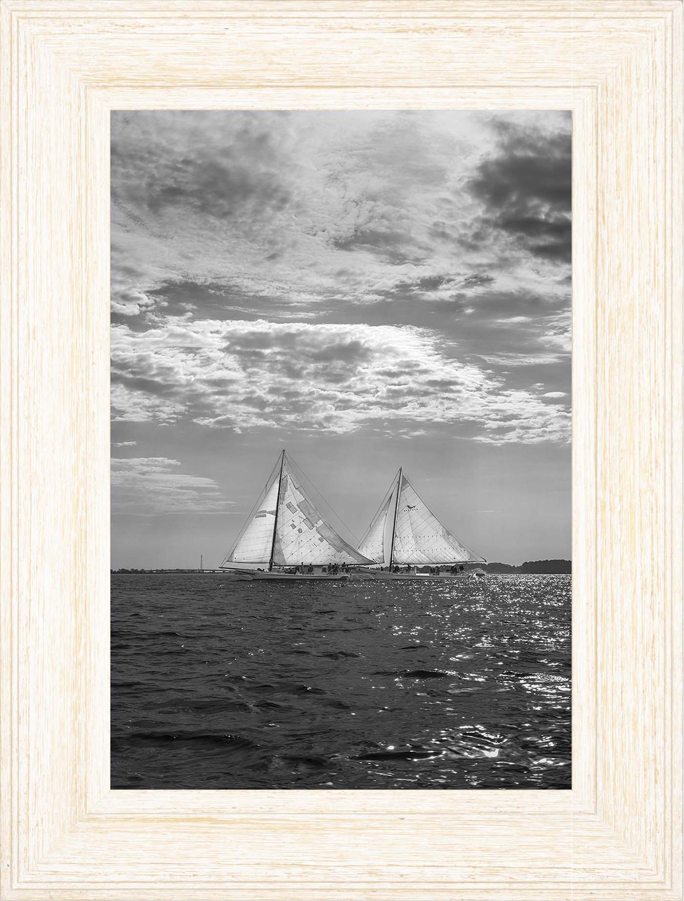 2023 Deal Island Skipjack Races - Fannie Dougherty Leads the Han Em Harve (BW) -- Digital Print