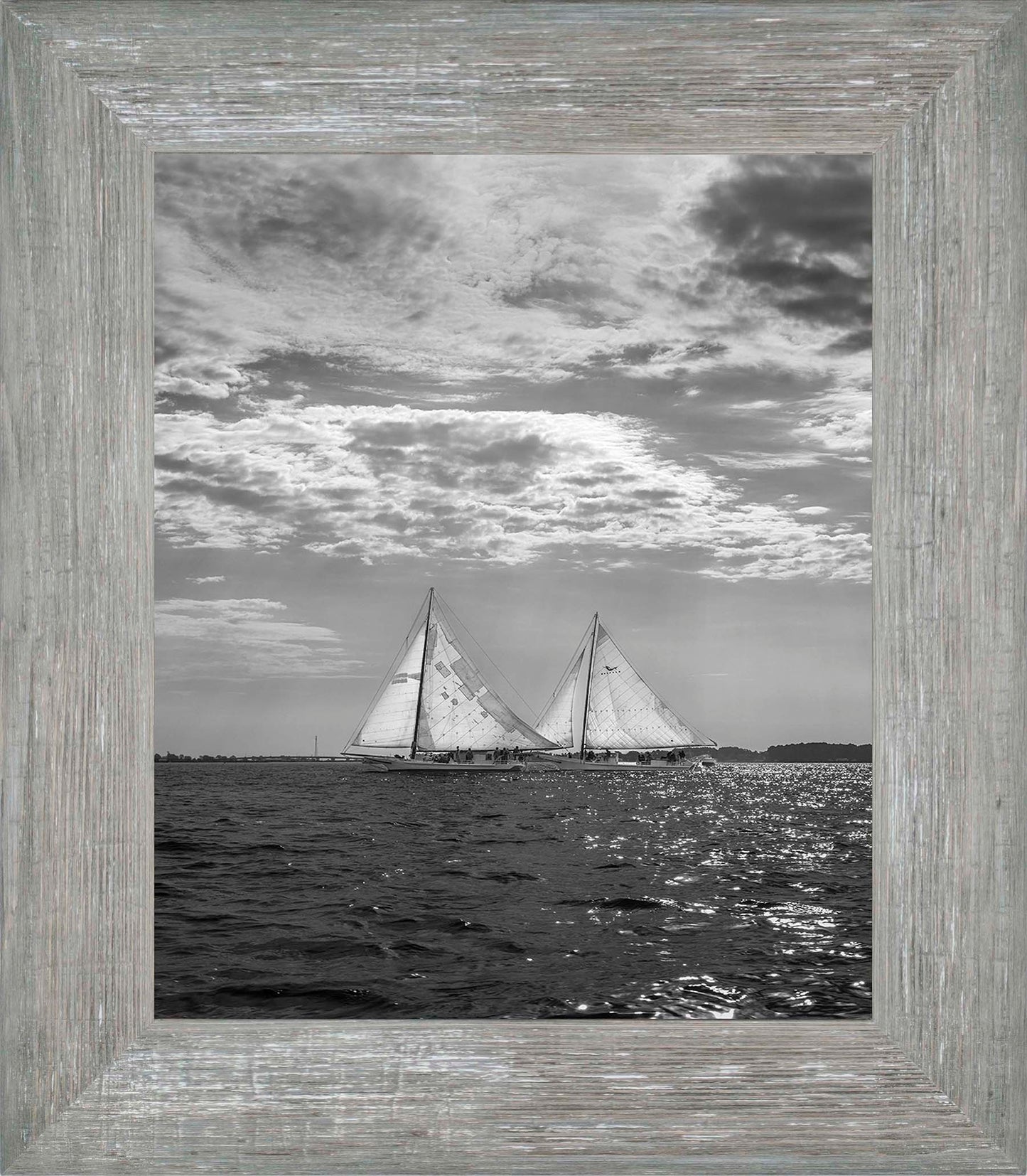 2023 Deal Island Skipjack Races - Fannie Dougherty Leads the Han Em Harve (BW) -- Digital Print