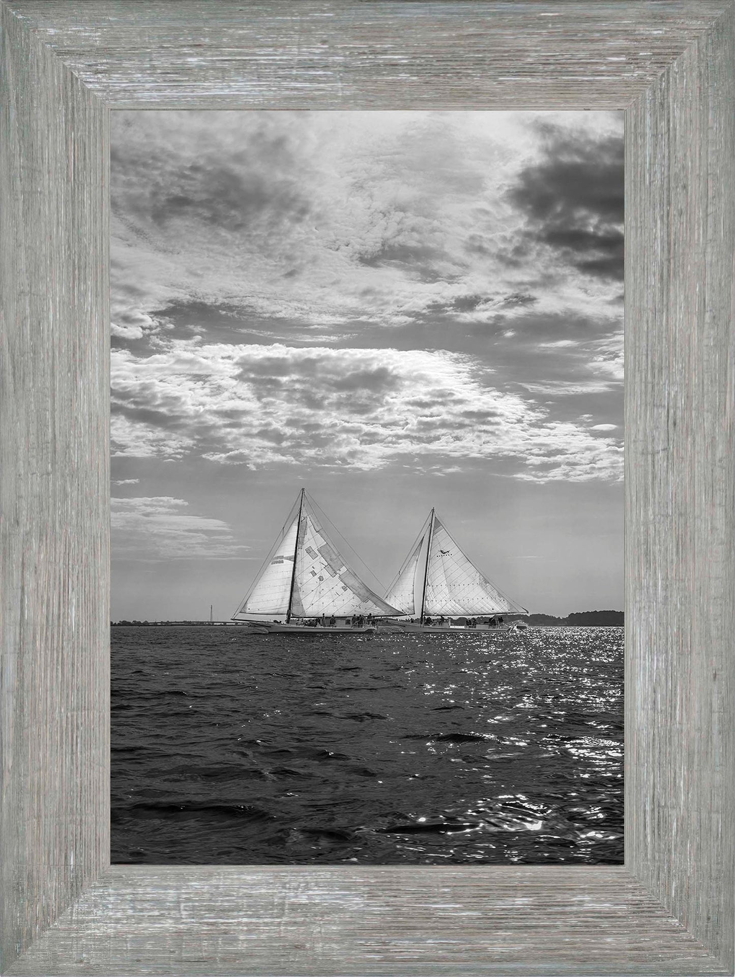 2023 Deal Island Skipjack Races - Fannie Dougherty Leads the Han Em Harve (BW) -- Digital Print