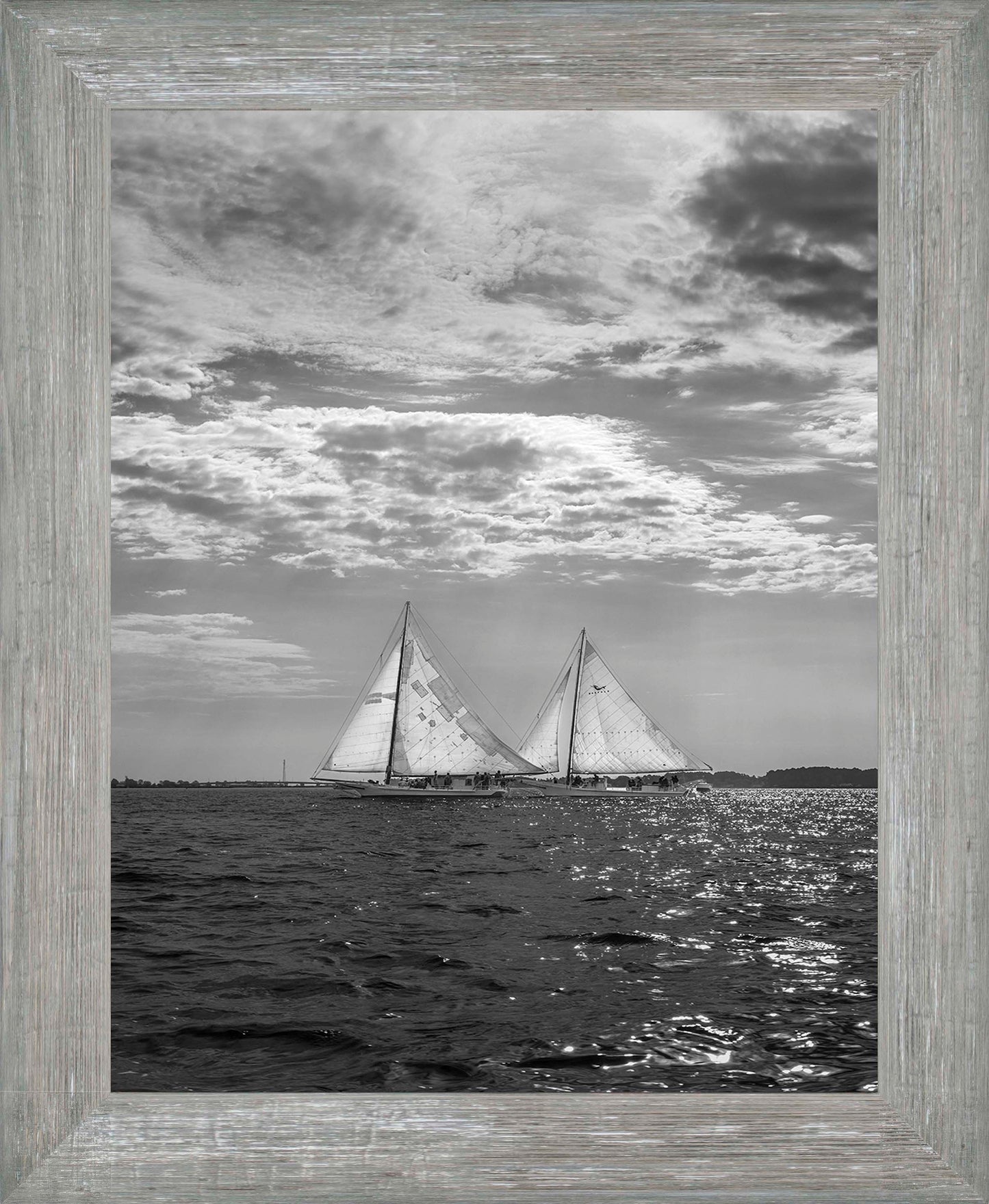 2023 Deal Island Skipjack Races - Fannie Dougherty Leads the Han Em Harve (BW) -- Digital Print