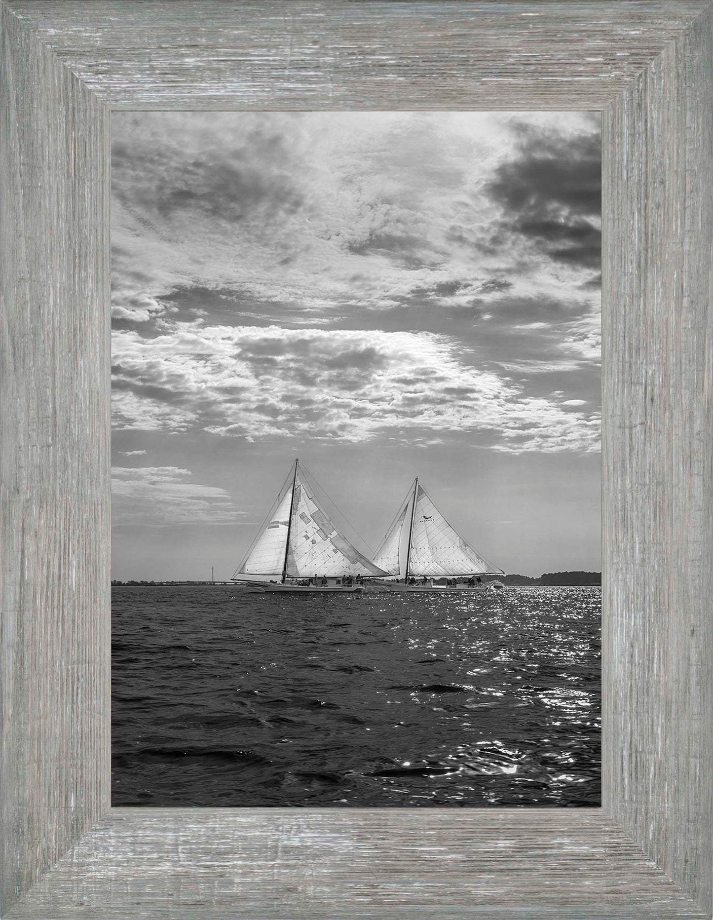 2023 Deal Island Skipjack Races - Fannie Dougherty Leads the Han Em Harve (BW) -- Digital Print