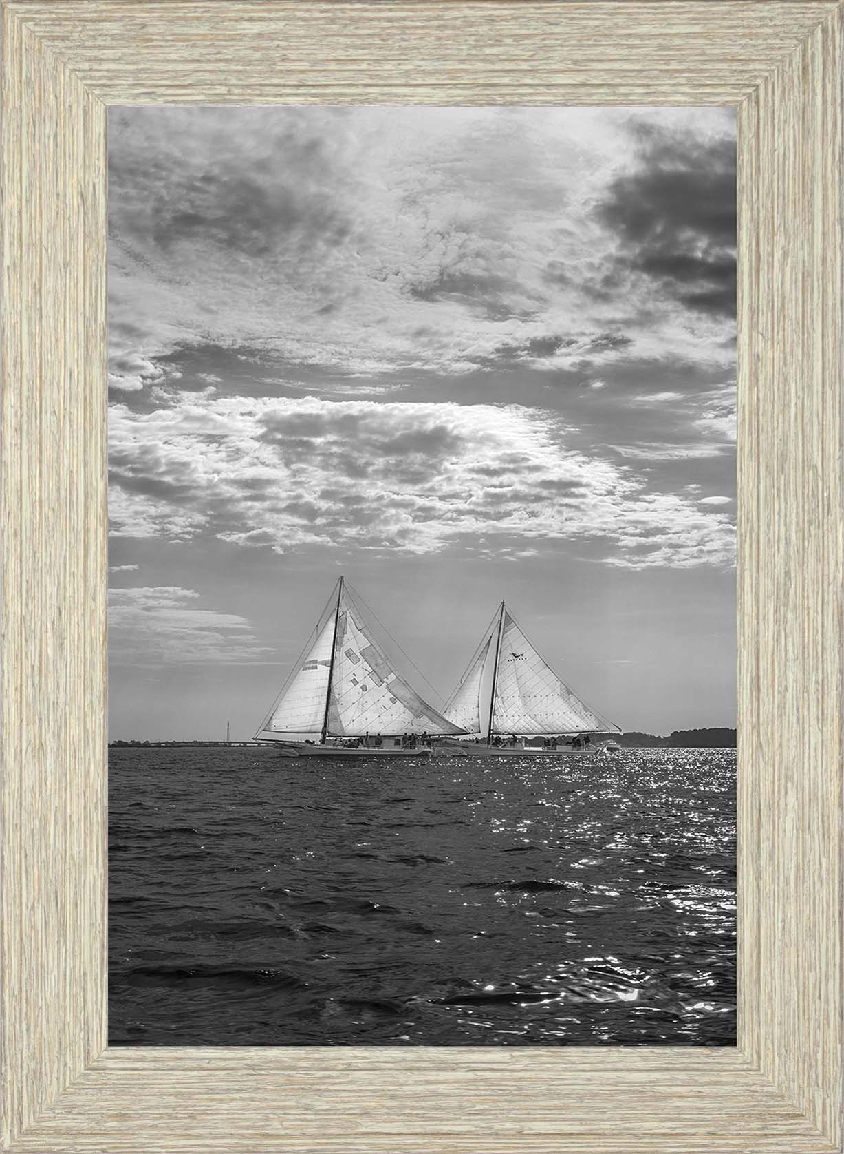 2023 Deal Island Skipjack Races - Fannie Dougherty Leads the Han Em Harve (BW) -- Digital Print