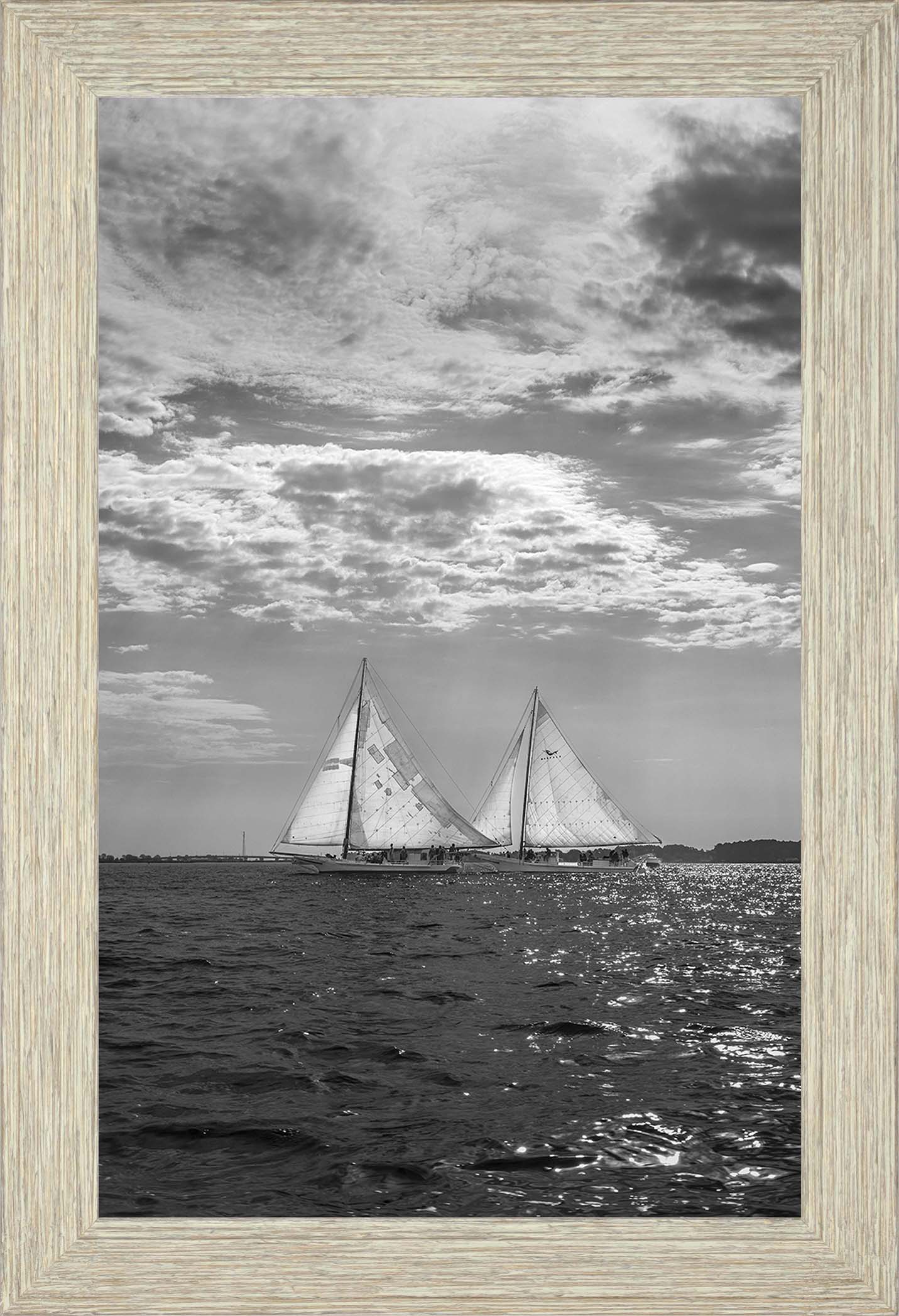 2023 Deal Island Skipjack Races - Fannie Dougherty Leads the Han Em Harve (BW) -- Digital Print