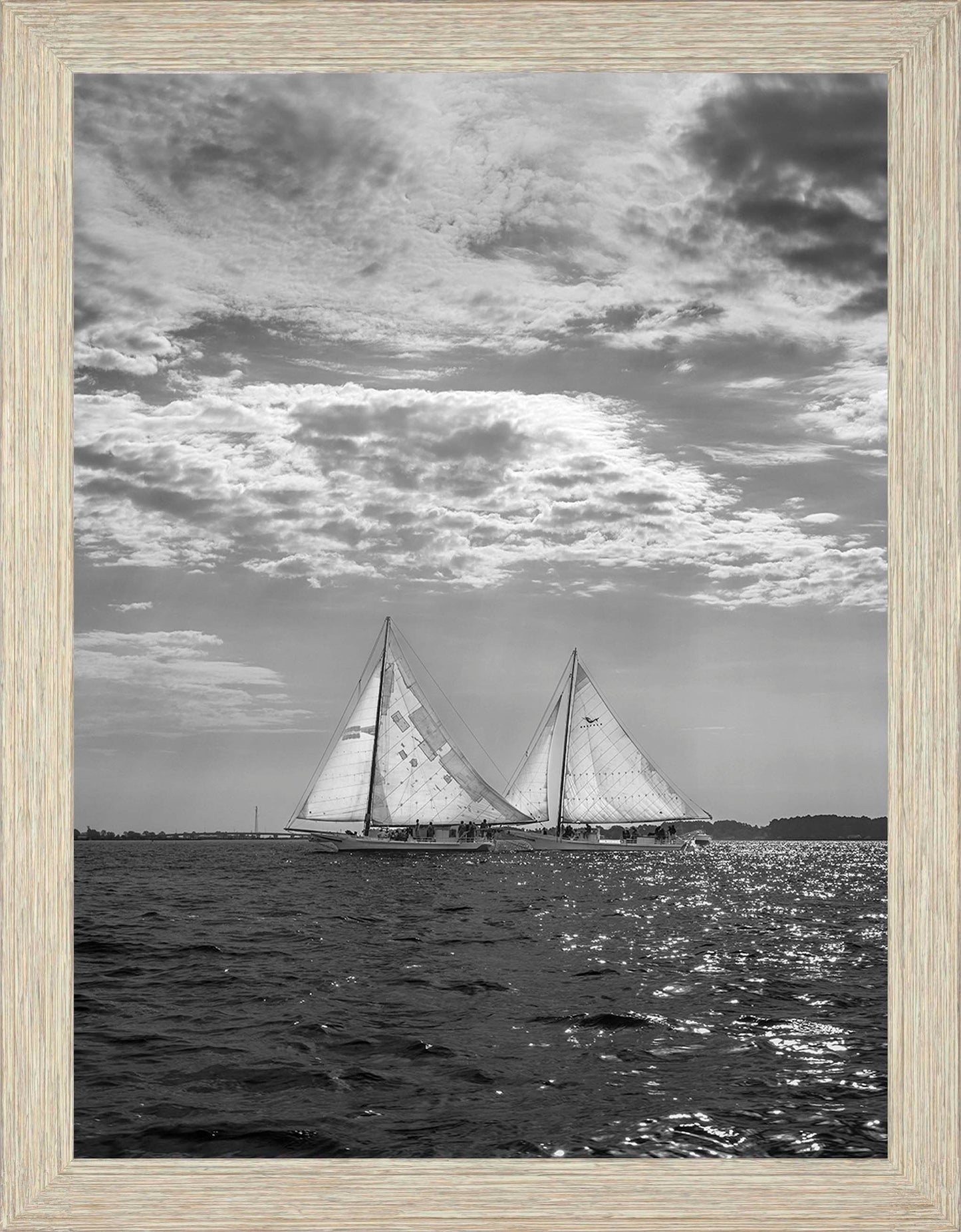 2023 Deal Island Skipjack Races - Fannie Dougherty Leads the Han Em Harve (BW) -- Digital Print
