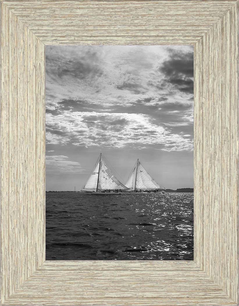 2023 Deal Island Skipjack Races - Fannie Dougherty Leads the Han Em Harve (BW) -- Digital Print