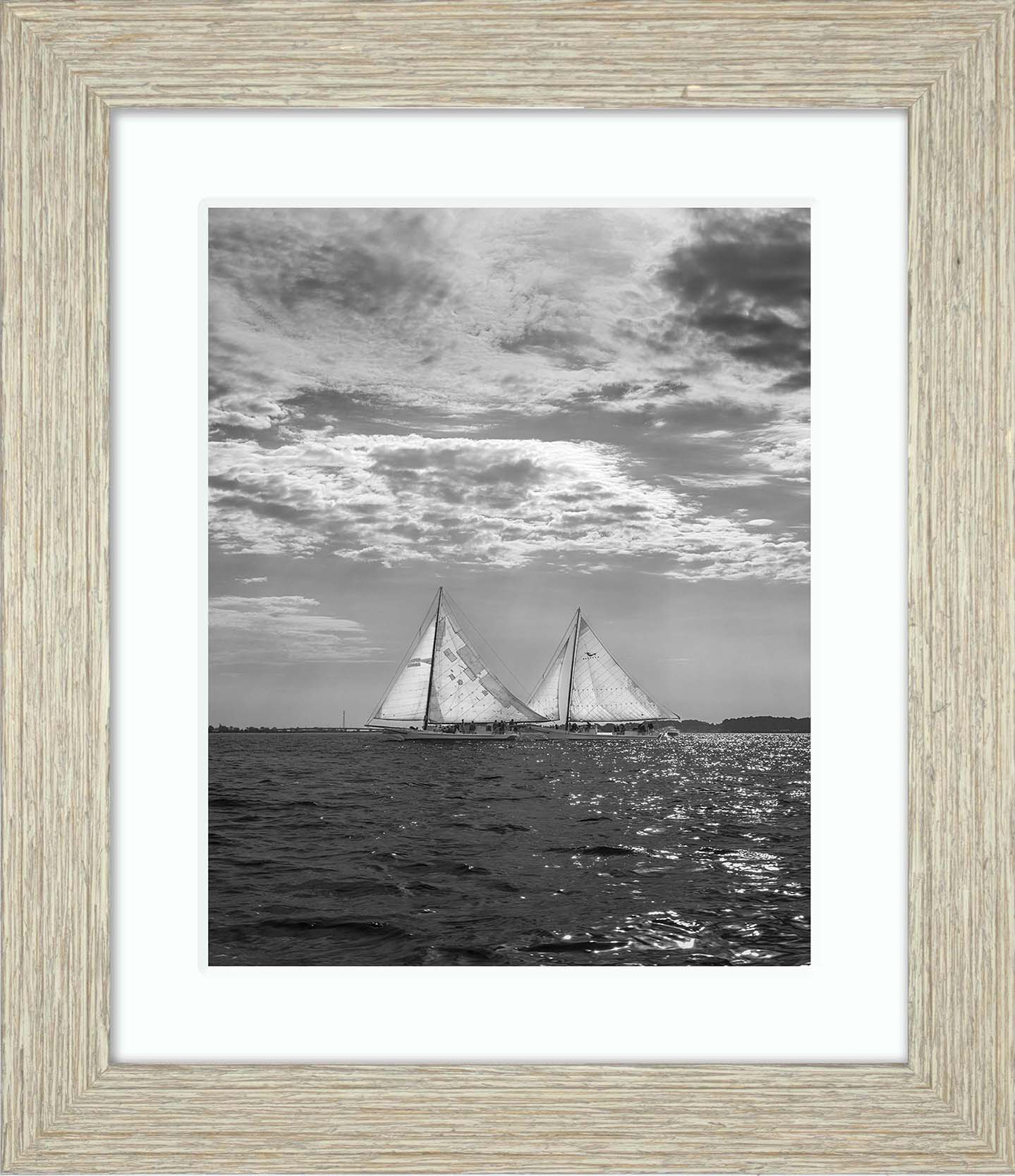 2023 Deal Island Skipjack Races - Fannie Dougherty Leads the Han Em Harve (BW) -- Digital Print