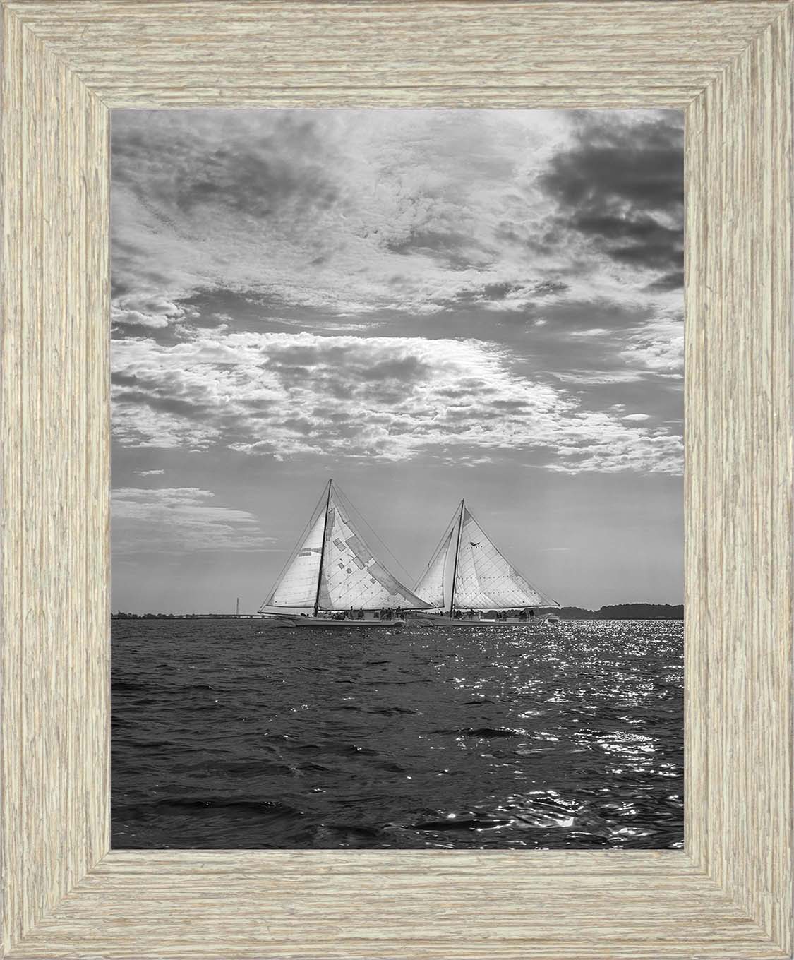 2023 Deal Island Skipjack Races - Fannie Dougherty Leads the Han Em Harve (BW) -- Digital Print