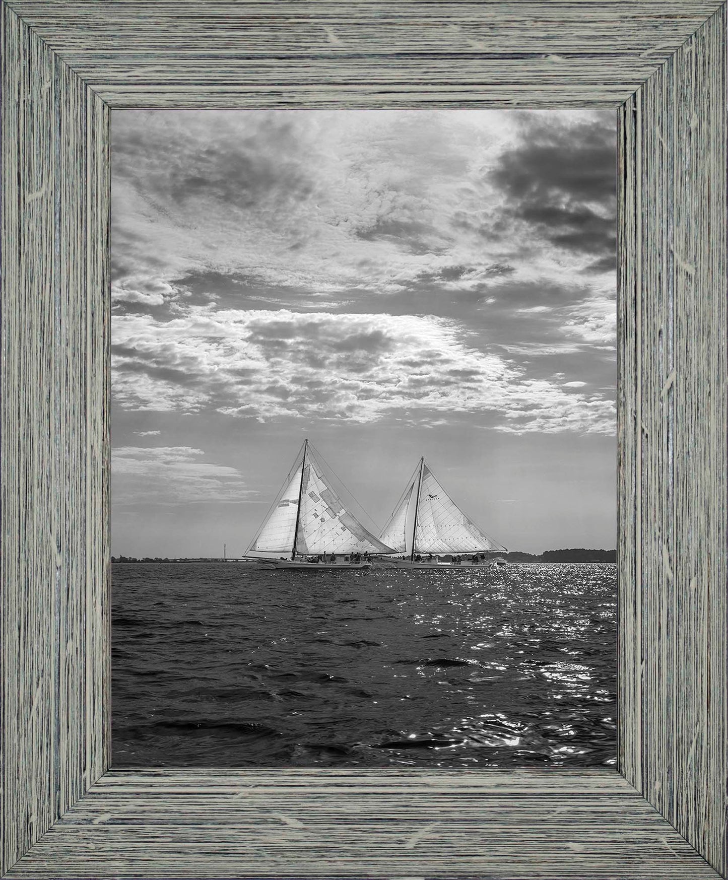 2023 Deal Island Skipjack Races - Fannie Dougherty Leads the Han Em Harve (BW) -- Digital Print
