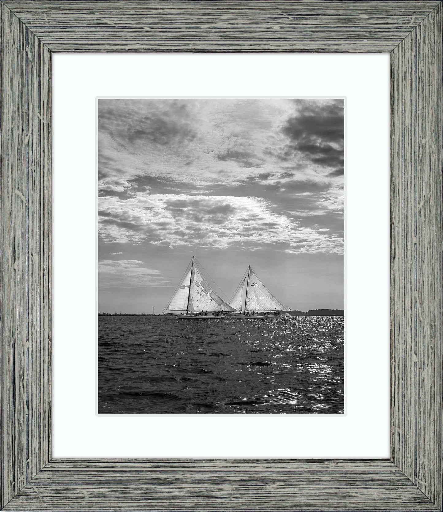 2023 Deal Island Skipjack Races - Fannie Dougherty Leads the Han Em Harve (BW) -- Digital Print