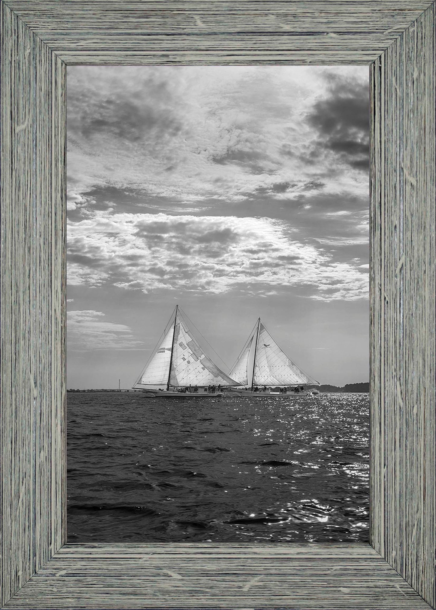 2023 Deal Island Skipjack Races - Fannie Dougherty Leads the Han Em Harve (BW) -- Digital Print