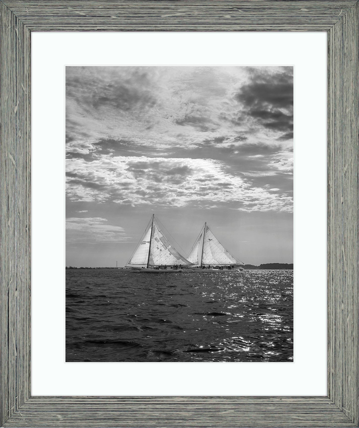 2023 Deal Island Skipjack Races - Fannie Dougherty Leads the Han Em Harve (BW) -- Digital Print