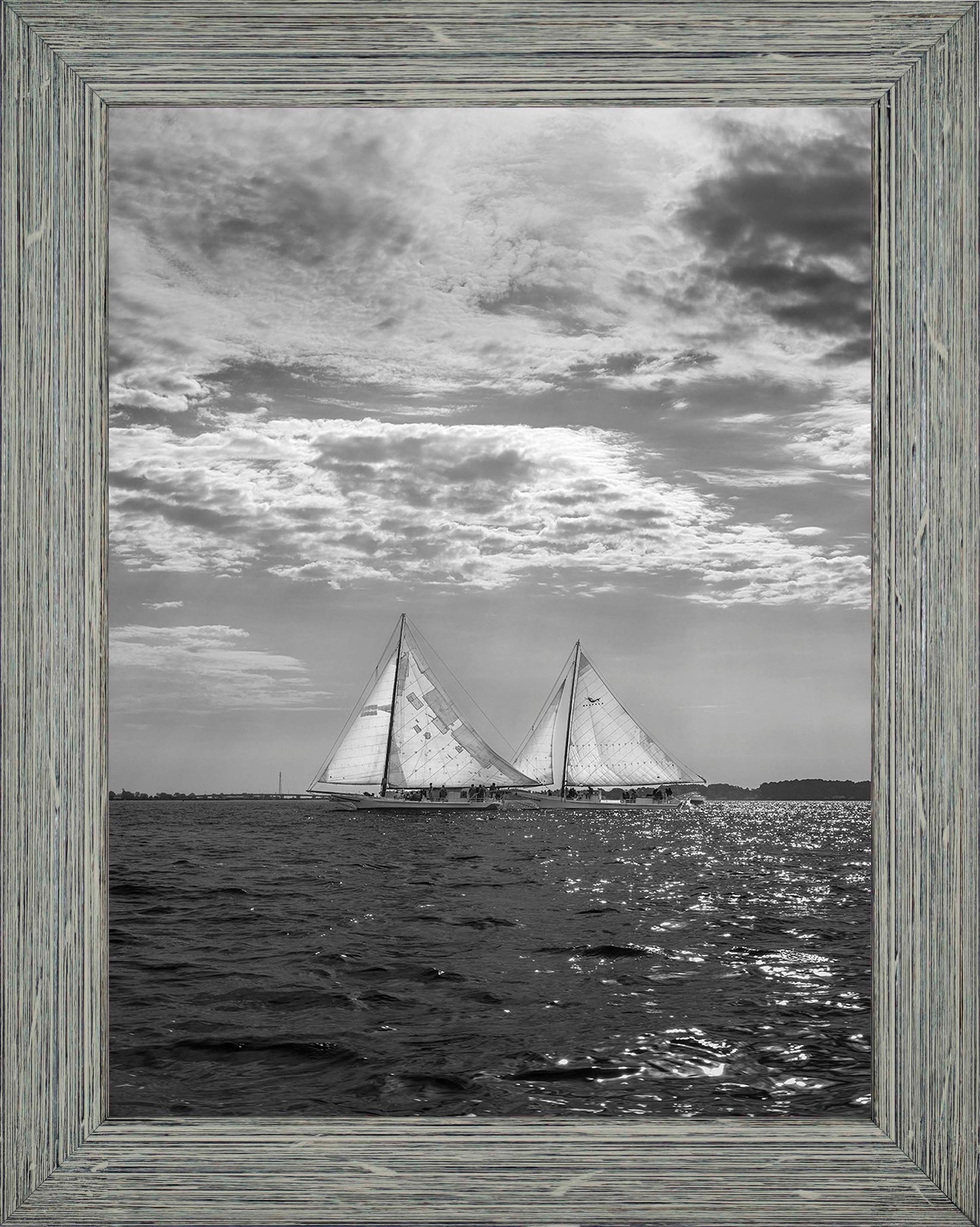 2023 Deal Island Skipjack Races - Fannie Dougherty Leads the Han Em Harve (BW) -- Digital Print