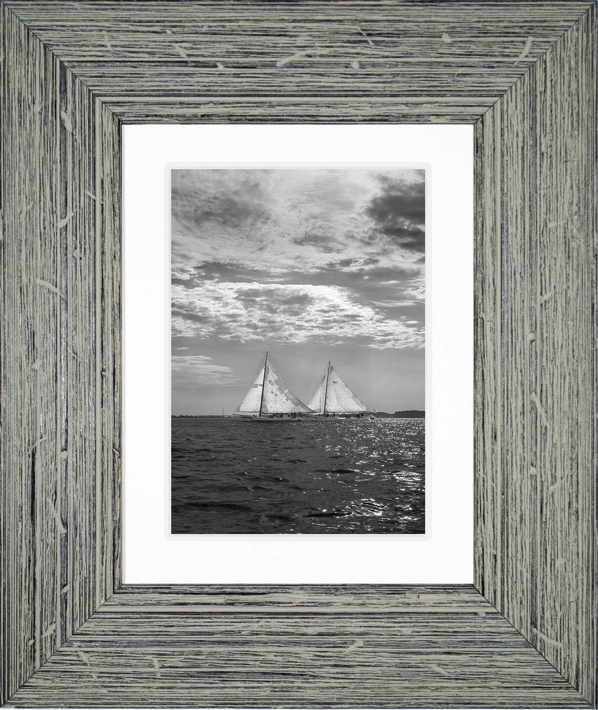 2023 Deal Island Skipjack Races - Fannie Dougherty Leads the Han Em Harve (BW) -- Digital Print