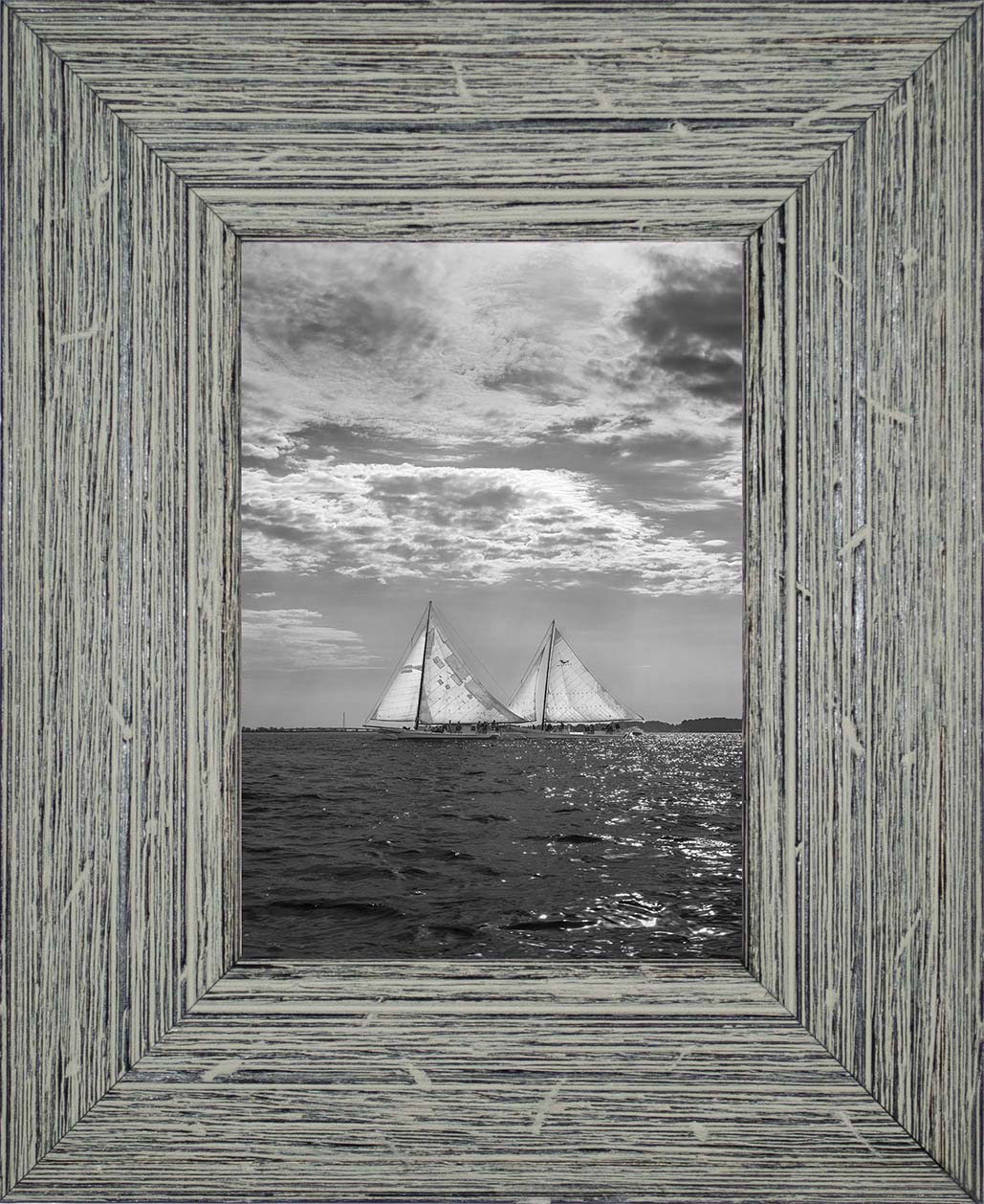 2023 Deal Island Skipjack Races - Fannie Dougherty Leads the Han Em Harve (BW) -- Digital Print