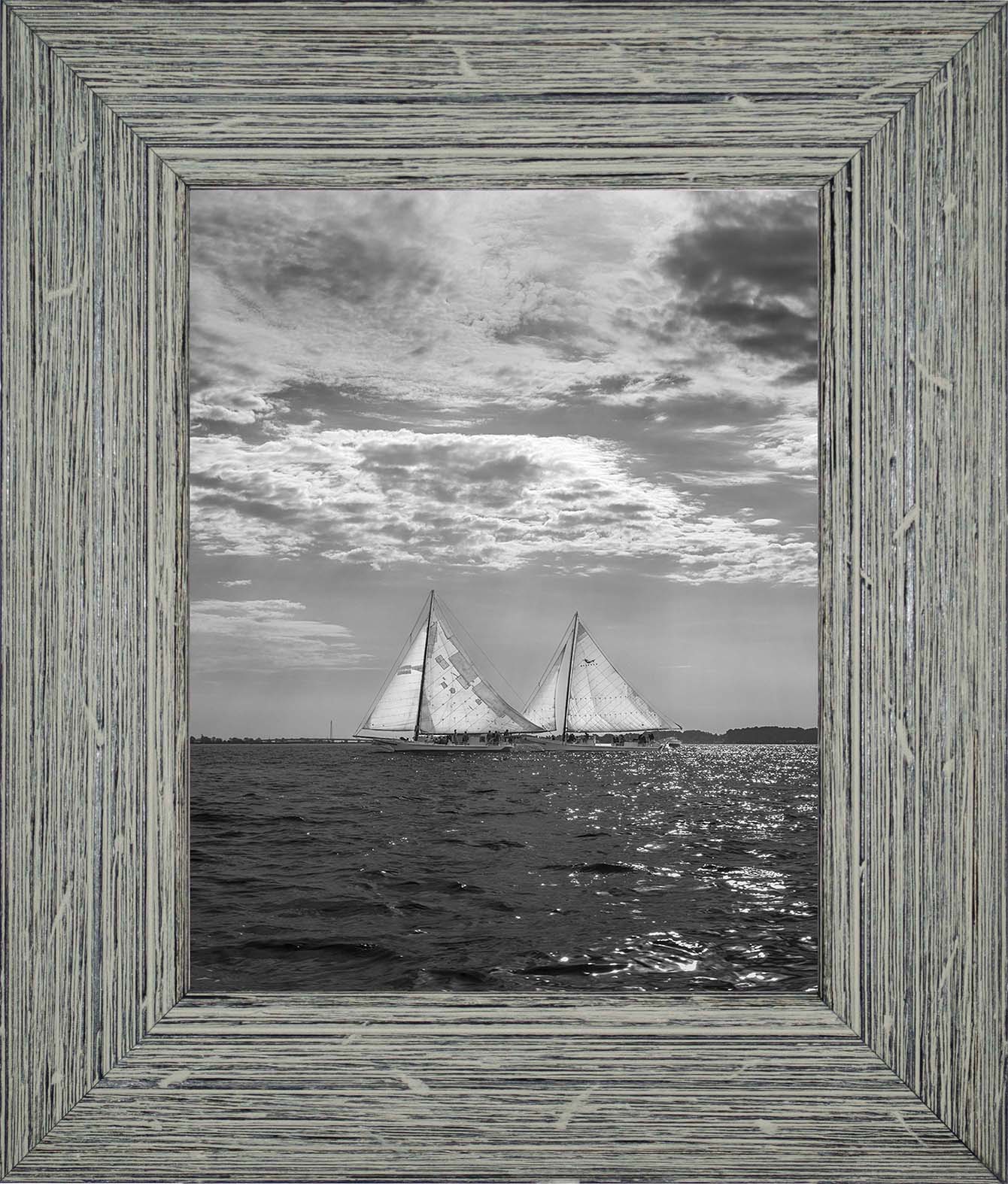 2023 Deal Island Skipjack Races - Fannie Dougherty Leads the Han Em Harve (BW) -- Digital Print