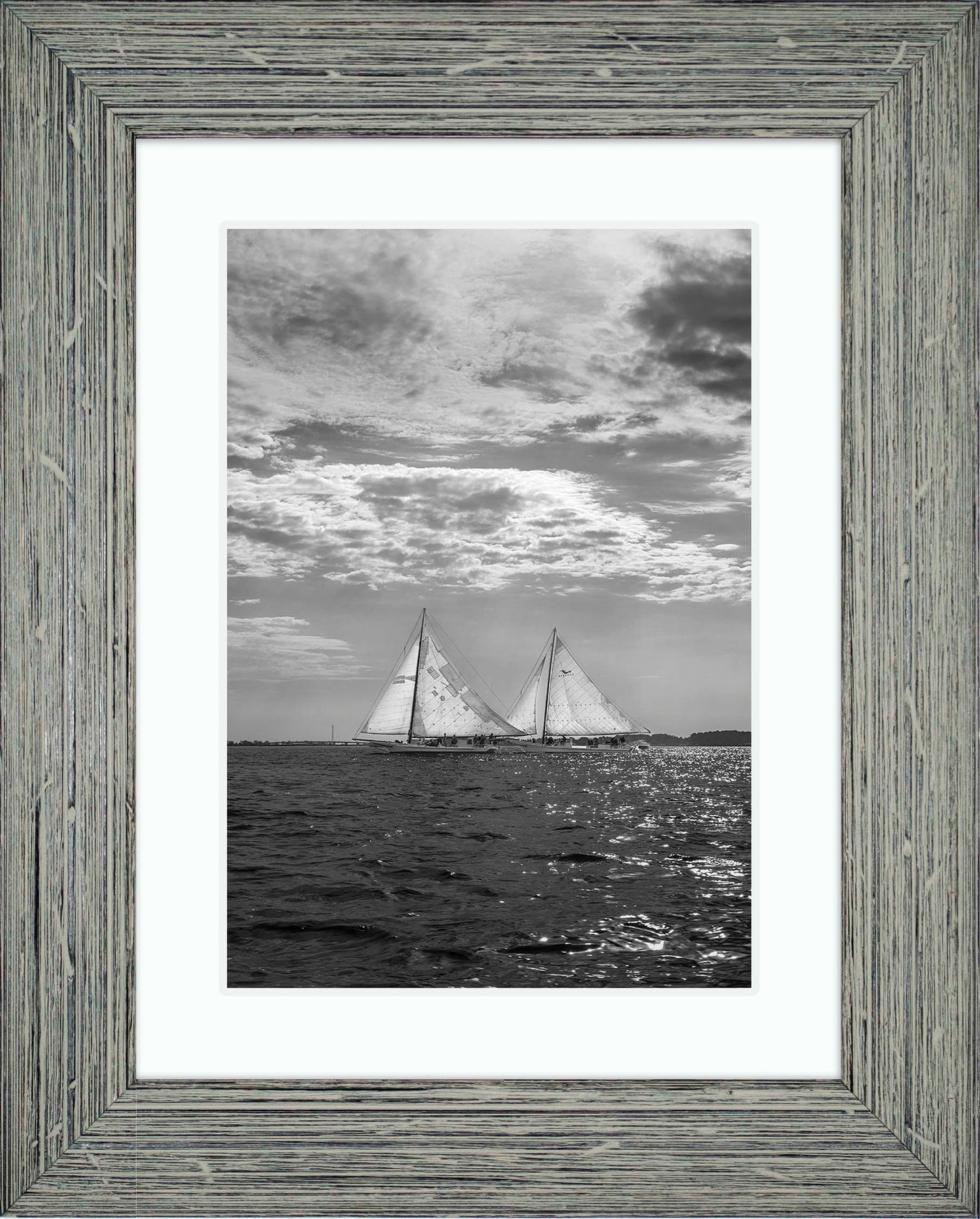 2023 Deal Island Skipjack Races - Fannie Dougherty Leads the Han Em Harve (BW) -- Digital Print