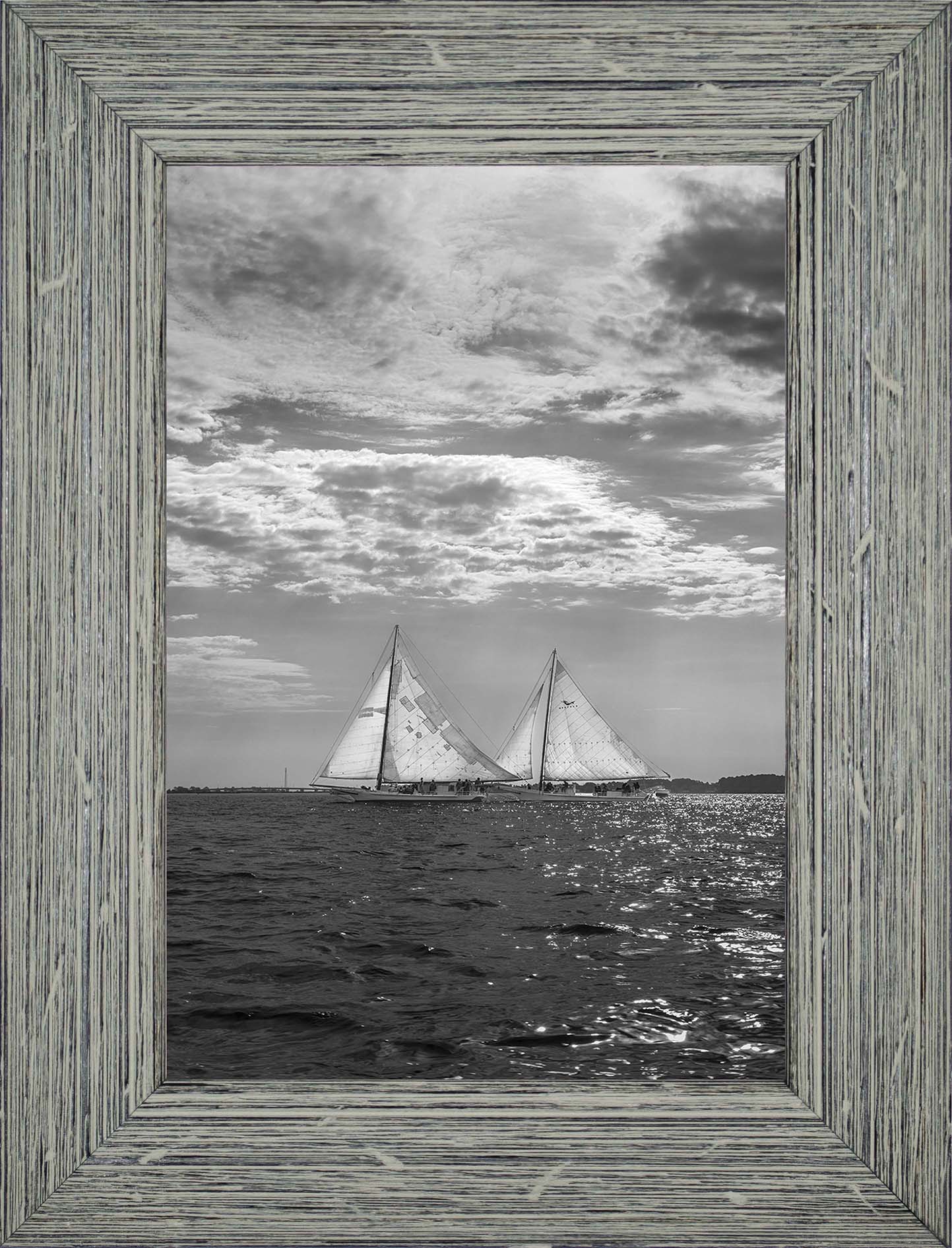 2023 Deal Island Skipjack Races - Fannie Dougherty Leads the Han Em Harve (BW) -- Digital Print