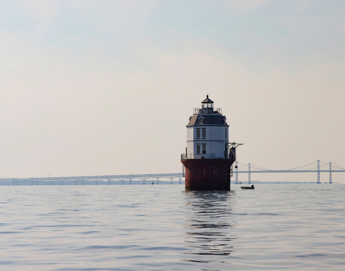 2025 Sandy Point Skipjack Races - Baltimore Harbor Light before the Race