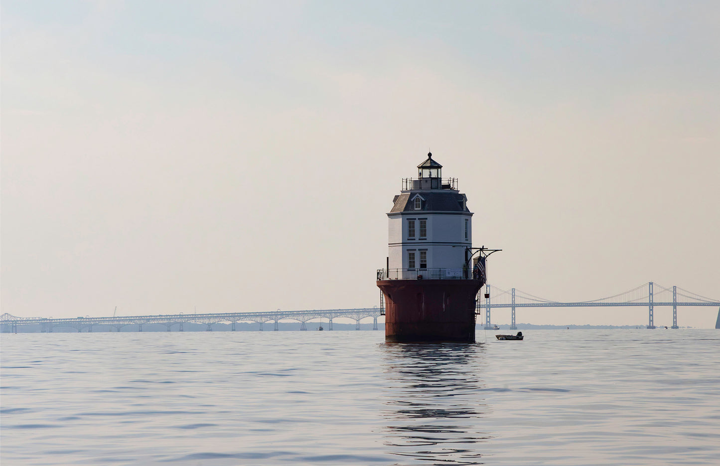 2025 Sandy Point Skipjack Races - Baltimore Harbor Light before the Race
