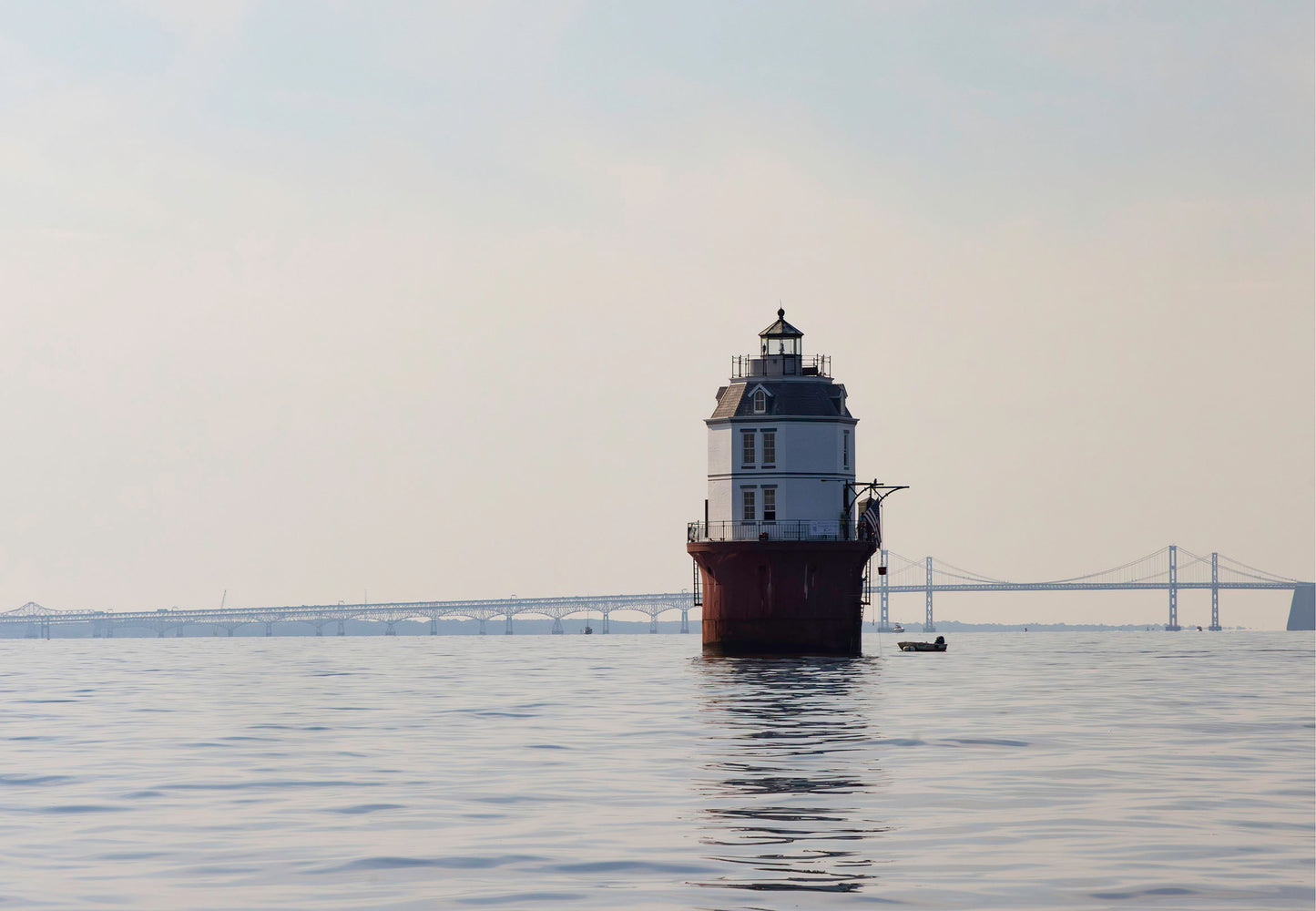 2025 Sandy Point Skipjack Races - Baltimore Harbor Light before the Race