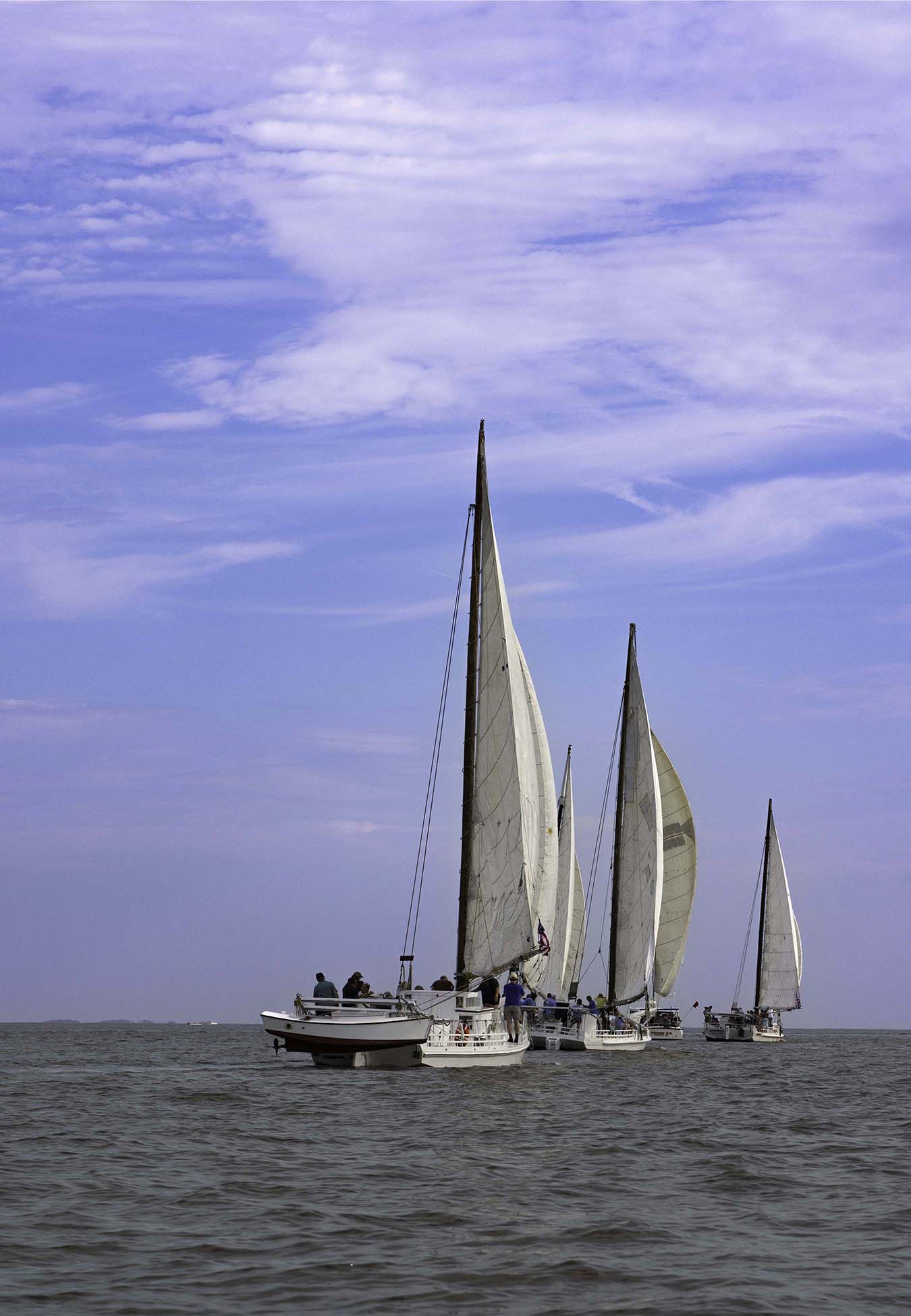 2023 Deal Island Skipjack Races - Committee Boat Run