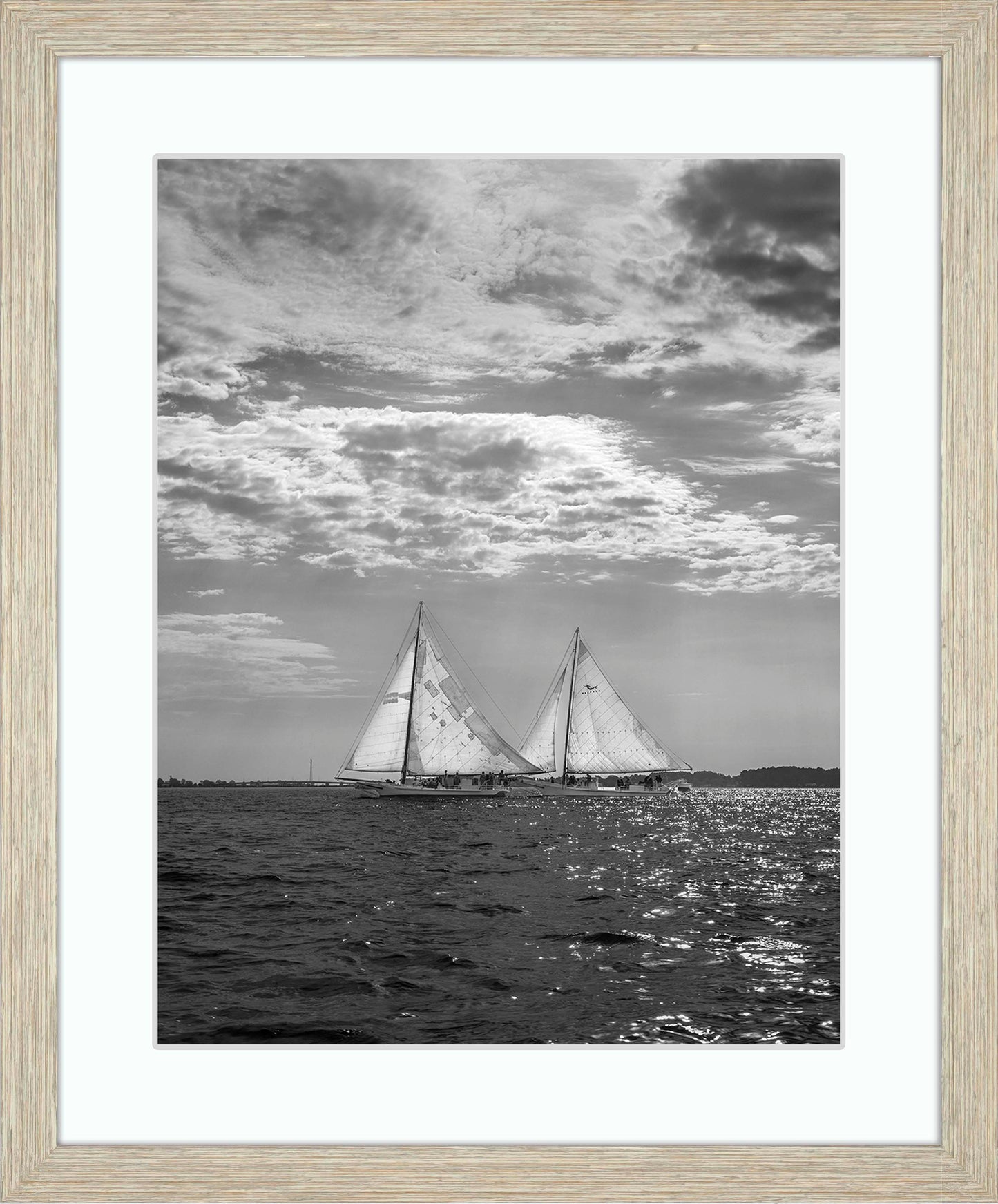 2023 Deal Island Skipjack Races - Fannie Dougherty Leads the Han Em Harve (BW) -- Digital Print
