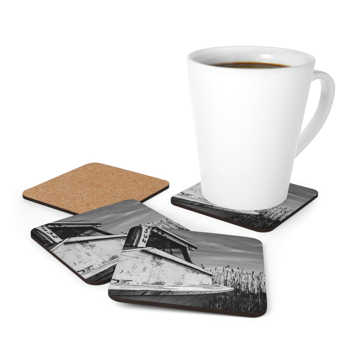 Distressed Workboat Corkwood Coaster Set