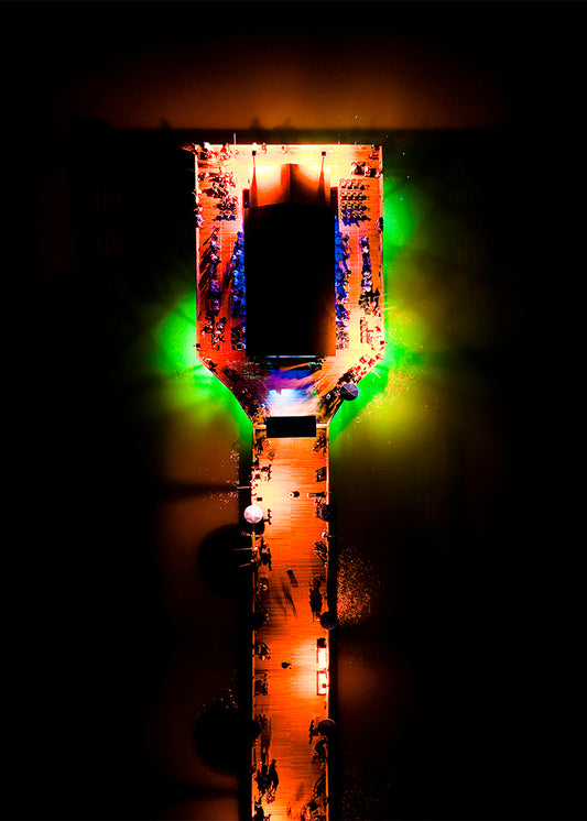 Top Down of Garden City Pier at Night -- Digital Print